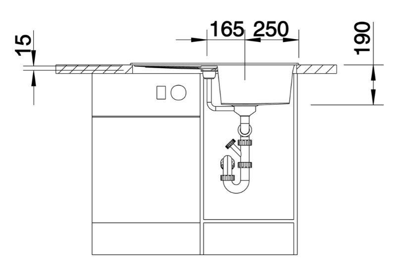 Granitový drez BLANCO METRA 45 S - antracitová, kameň (78/50/19cm) - Blanco