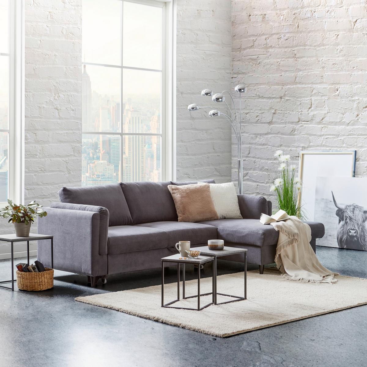 Ecksofa mit Schlaffunktion und Bettkasten Rokem Anthrazit - Taupe/Anthrazit, MODERN, Textil (232/149cm) - Ondega