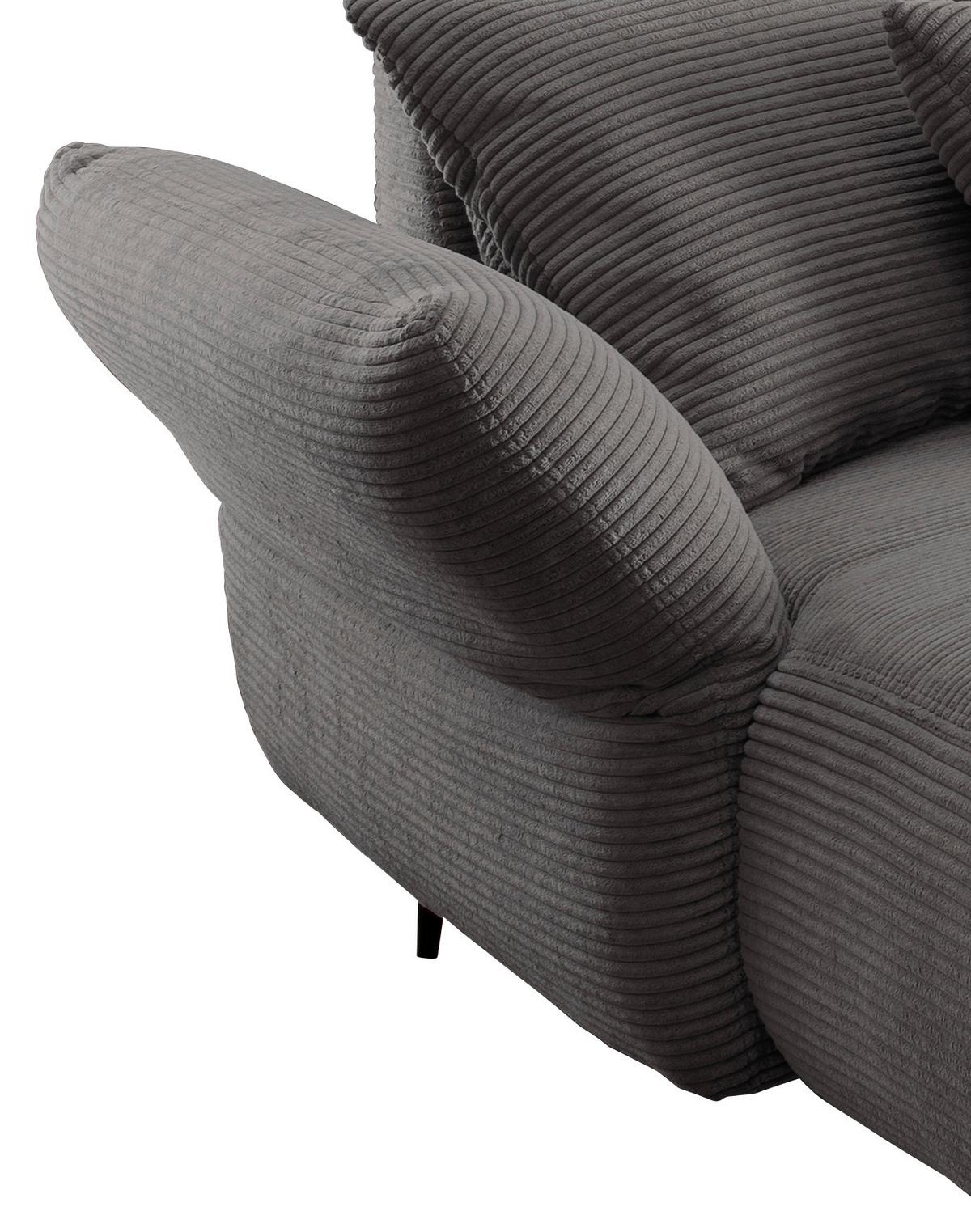 Ecksofa Vanilla Grau S: 178/286-302 Cm - Schwarz/Grau, Design, Textil (178/264-302cm) - Livetastic