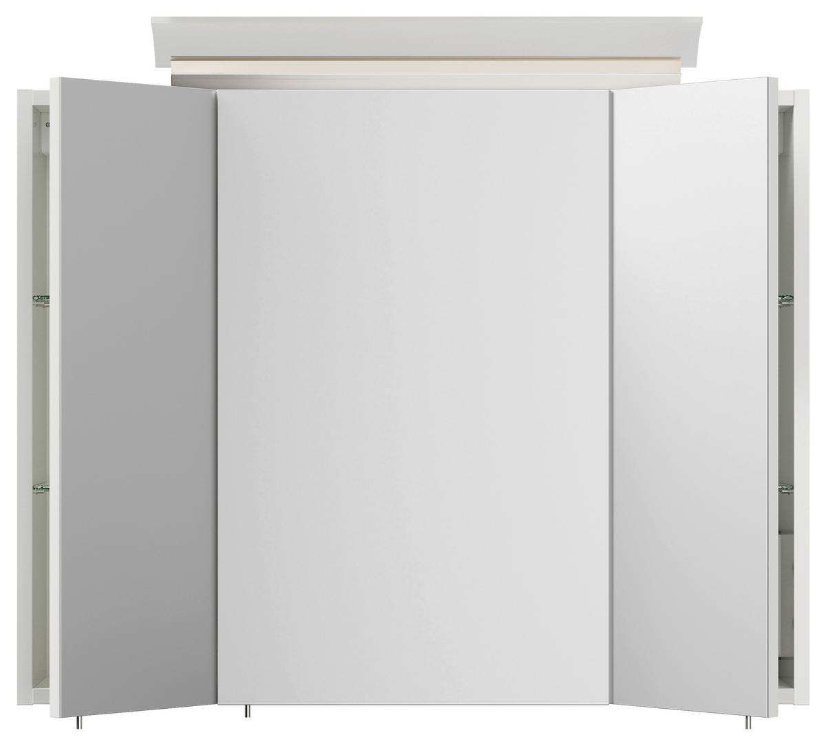 Spiegelschrank Weiß Hochglanz B: 80 Cm - Weiß Hochglanz, MODERN, Glas/Holzwerkstoff (80/62/17cm) - MID.YOU