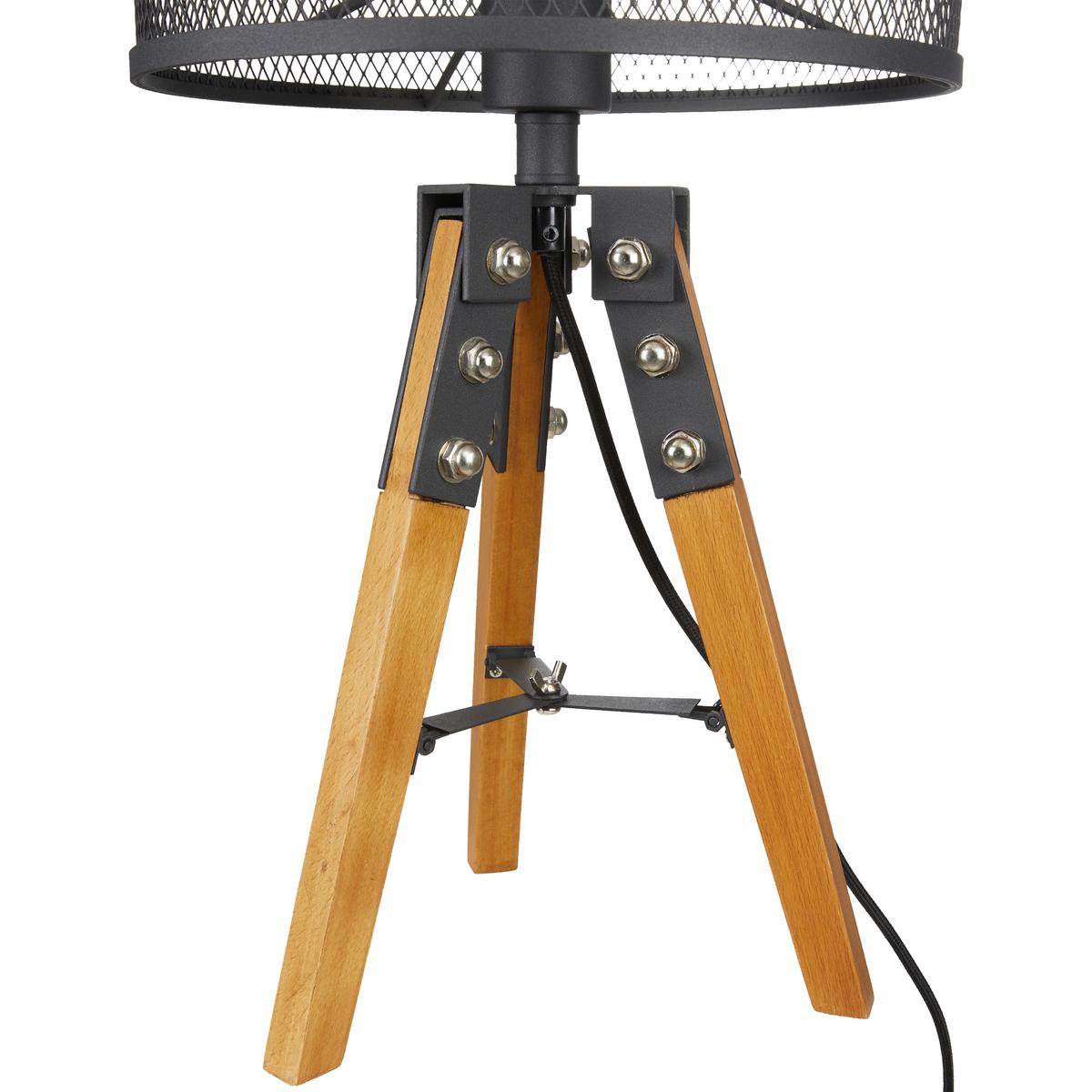 Stolní lampa SERAPHINA max. 40 Watt - černá, Moderní, kov/dřevo (30/50cm) - Bessagi Home