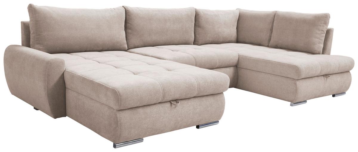Ecksofa Canion - Chromfarben/Beige, Design, Textil (174/322/173cm) - Livetastic