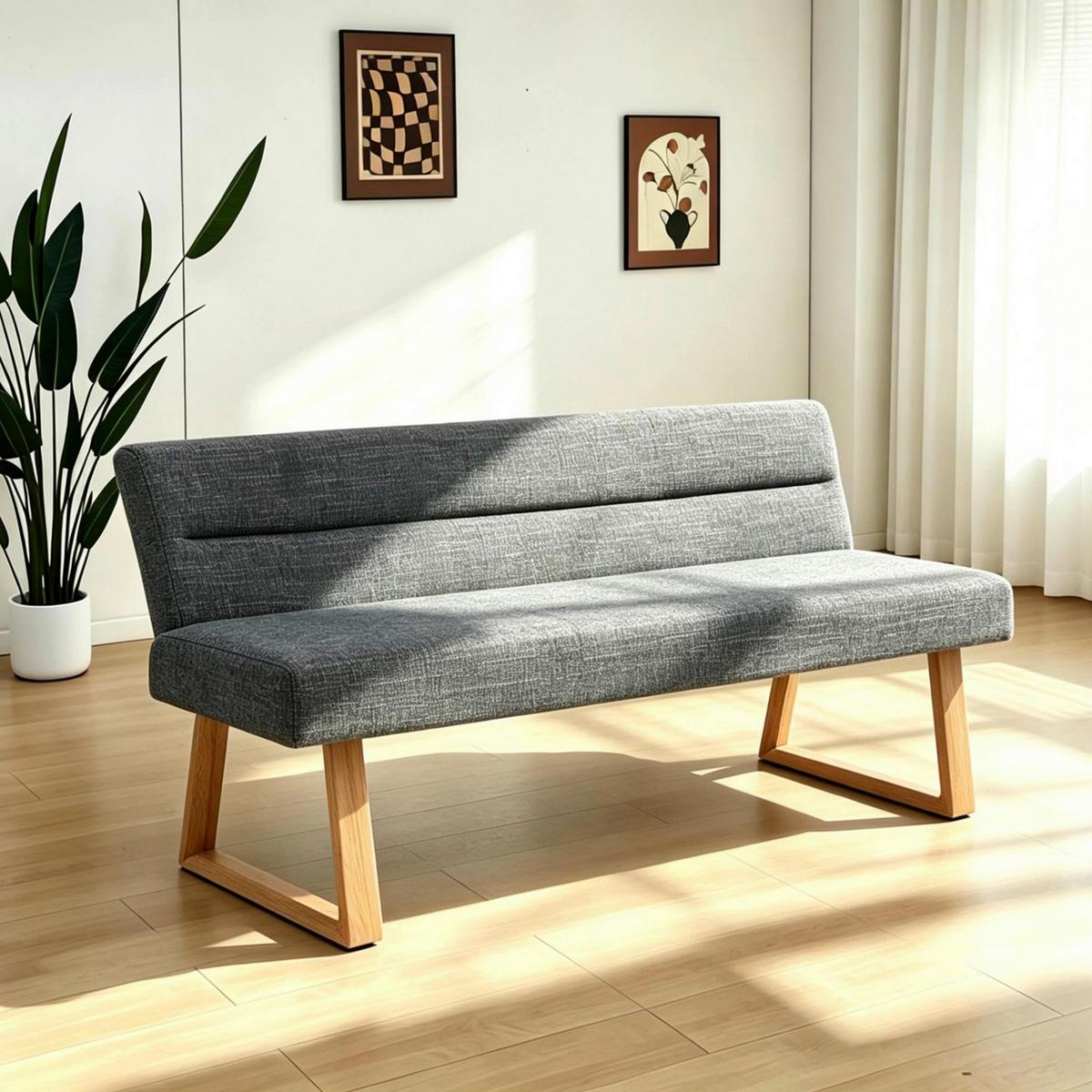 Sitzbank Linnea Eichefarben/D-Grau B: 140 cm - Dunkelgrau/Eichefarben, MODERN, Holz/Textil (140/82/61cm) - Livetastic