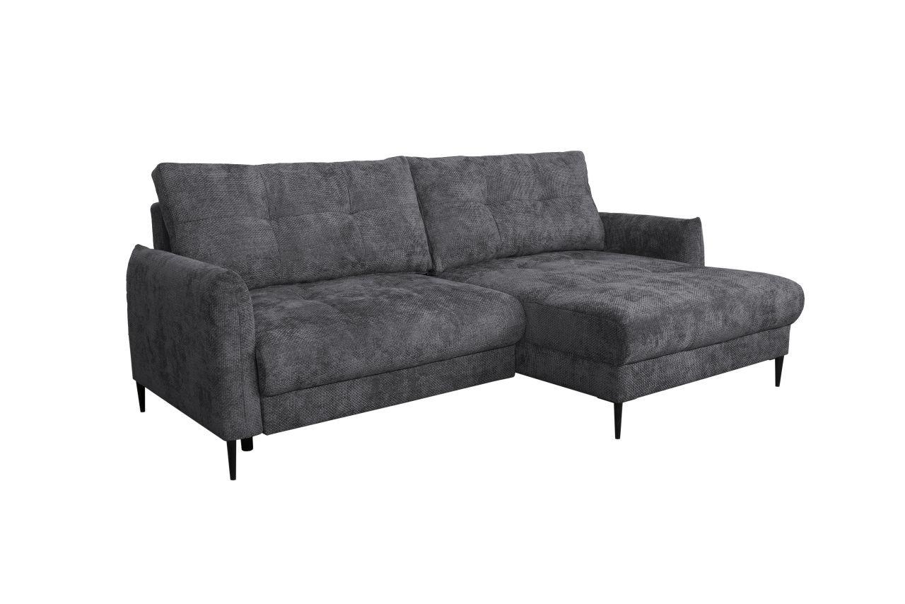 Rohová sedačka POLIS, obojstranná, antracitová - čierna/antracitová, Modern, kov/textil (221/142cm) - Based