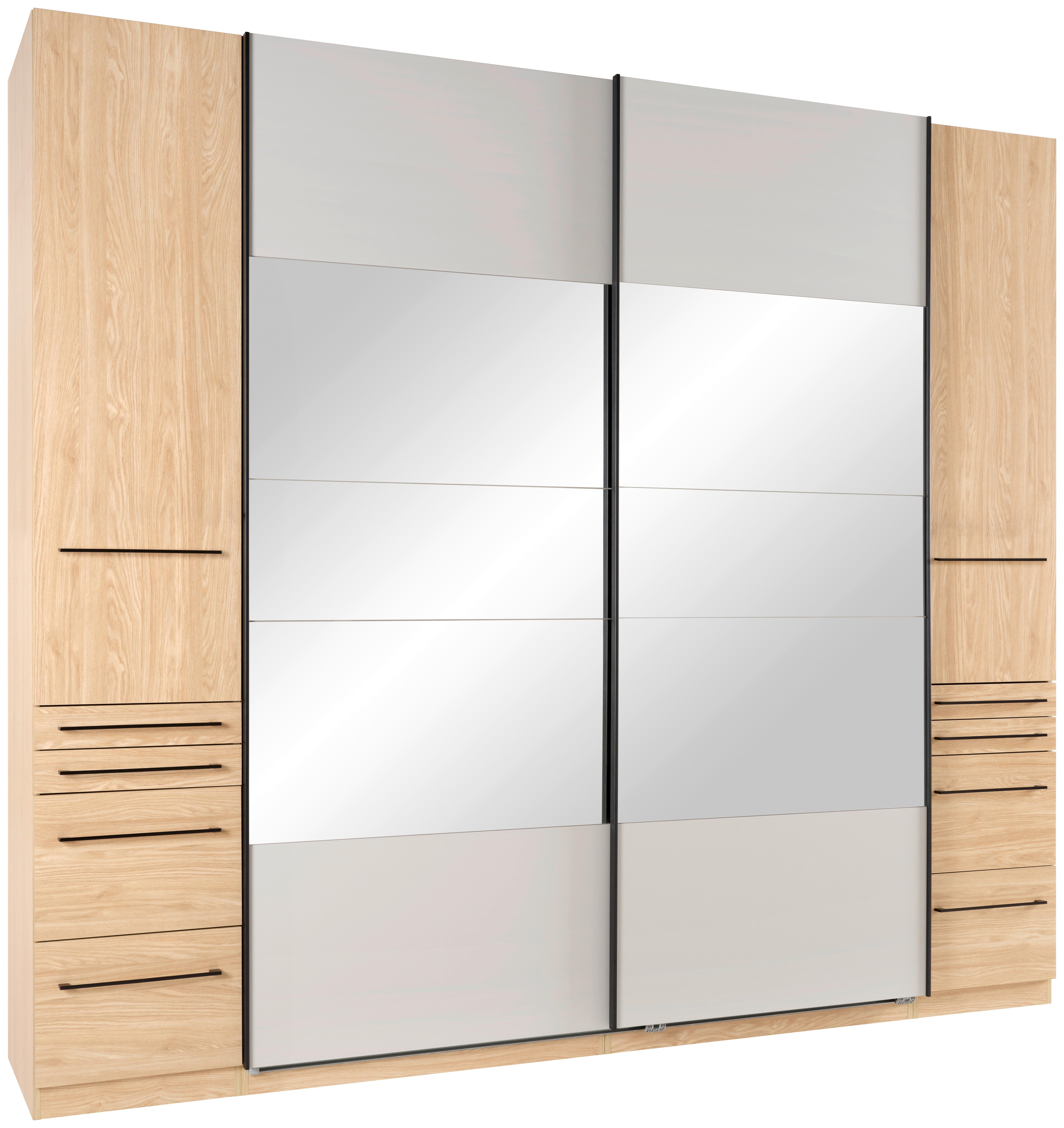 Schwebetürenschrank + Spiegel B: 274cm Ondega Eiche Dekor - Klar/Eichefarben, KONVENTIONELL, Holzwerkstoff (274/242,2/61cm) - Ondega