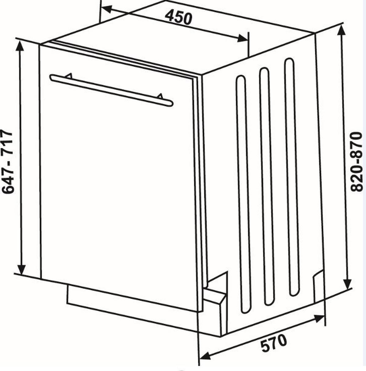 Einbau-geschirrspüler Hf 3c7low B: 45 Cm Vollintegriert - Basics, Kunststoff/Metall (45/82/55cm) - Sharp