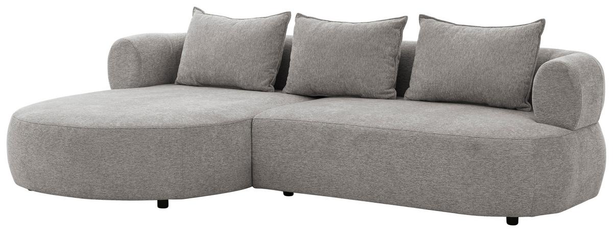 Ecksofa Ferro Grau S: 156x256 Cm - Schwarz/Grau, Design, Textil (156/256cm) - Livetastic