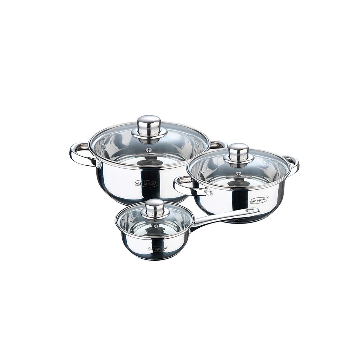 Kochtopfset Edelstahl 6-Teilig - Silberfarben, Basics, Metall (46/25/12.5cm)