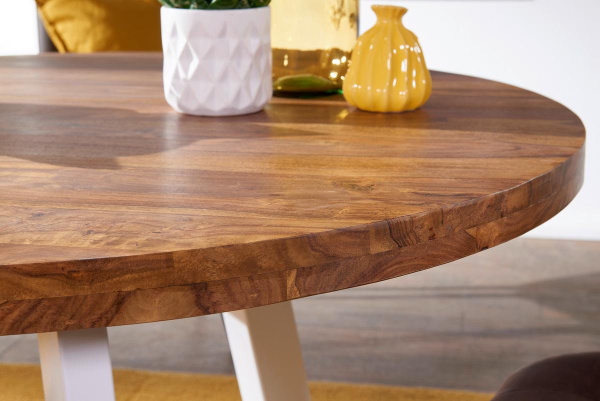 Esstisch Rund Sheeshamfarben Dxh: 130x77 Cm - Sheeshamfarben/Weiß, Design, Holz/Metall (130/77cm) - MID.YOU