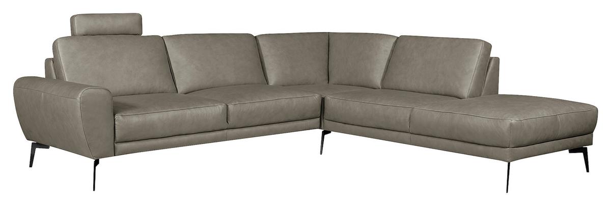 Ecksofa Spring, Grau S: 273x250 cm - Schwarz/Grau, Design, Leder (273/250cm) - Livetastic