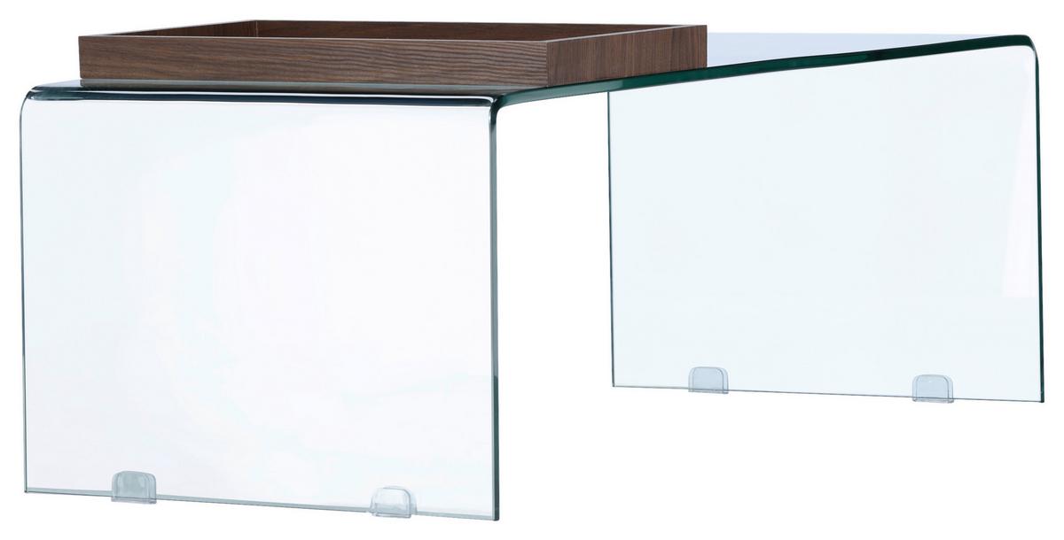 Couchtisch Telemark - Klar/Braun, Design, Glas (110/50/38cm) - Livetastic