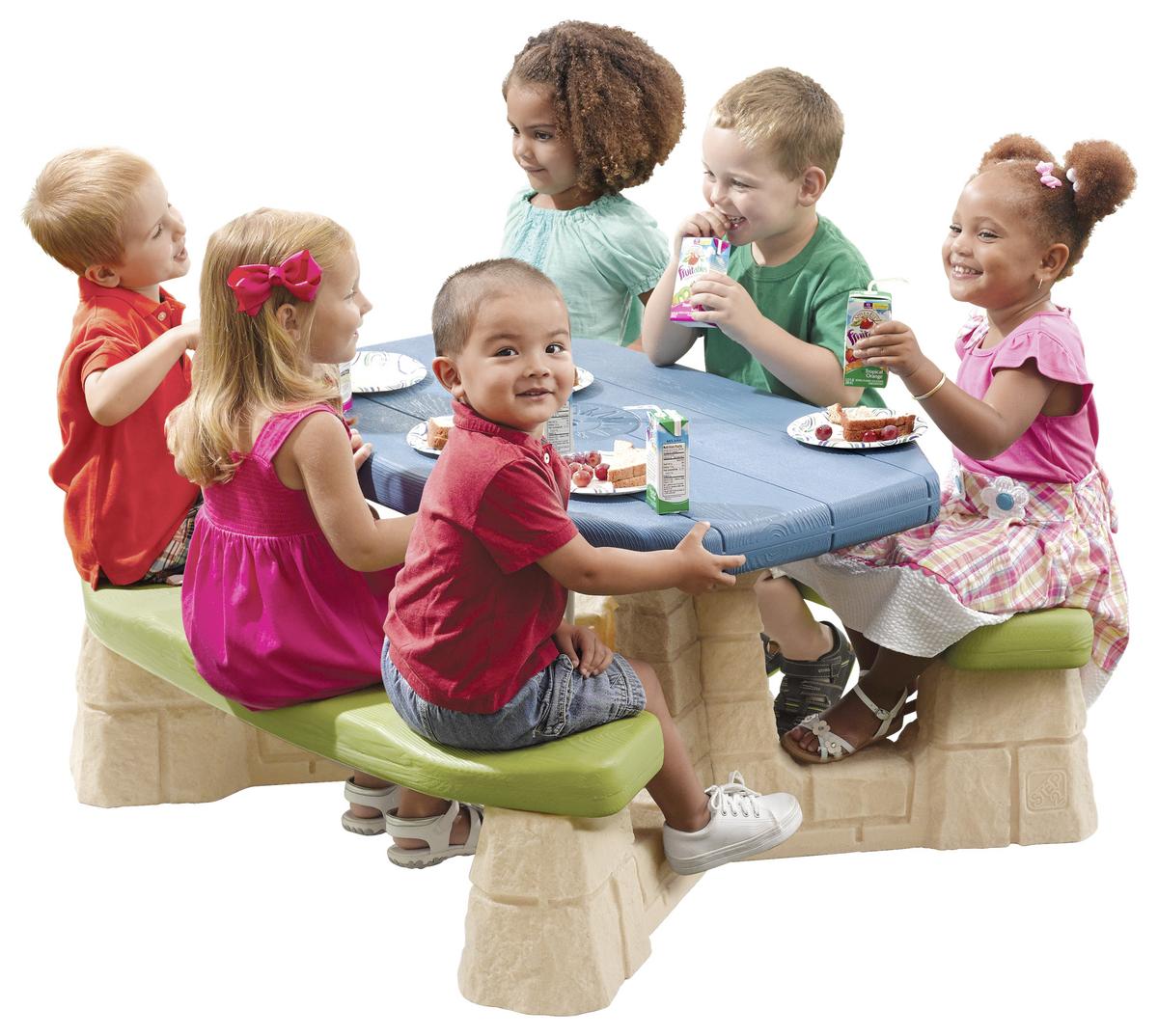 Kindersitzgruppe Np Step 2 Blau/grün Mit Sonnenschirm - Blau/Beige, MODERN, Kunststoff (109,2/183/103,5cm) - Ambia Garden