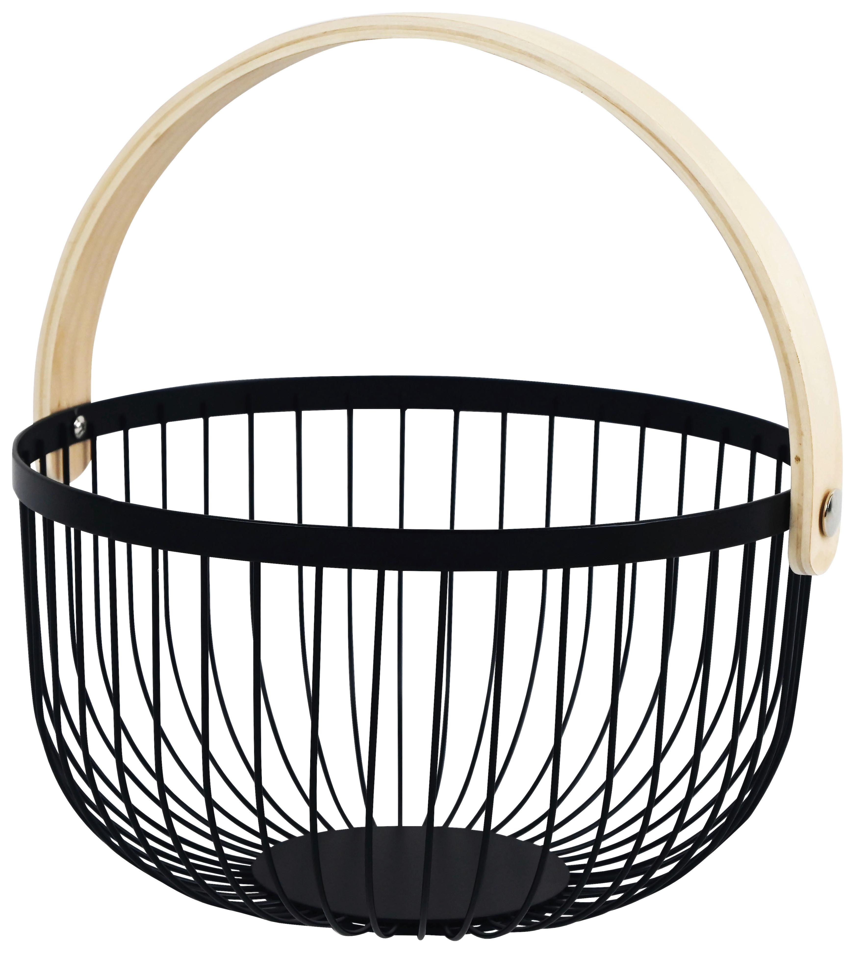 Obstkorb Noah - Schwarz/Naturfarben, LIFESTYLE, Holzwerkstoff/Metall (27,3/25,4/14,3cm) - Luca Bessoni