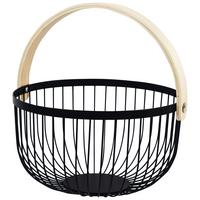 Obstkorb Noah - Schwarz/Naturfarben, LIFESTYLE, Holzwerkstoff/Metall (27,3/25,4/14,3cm) - Luca Bessoni