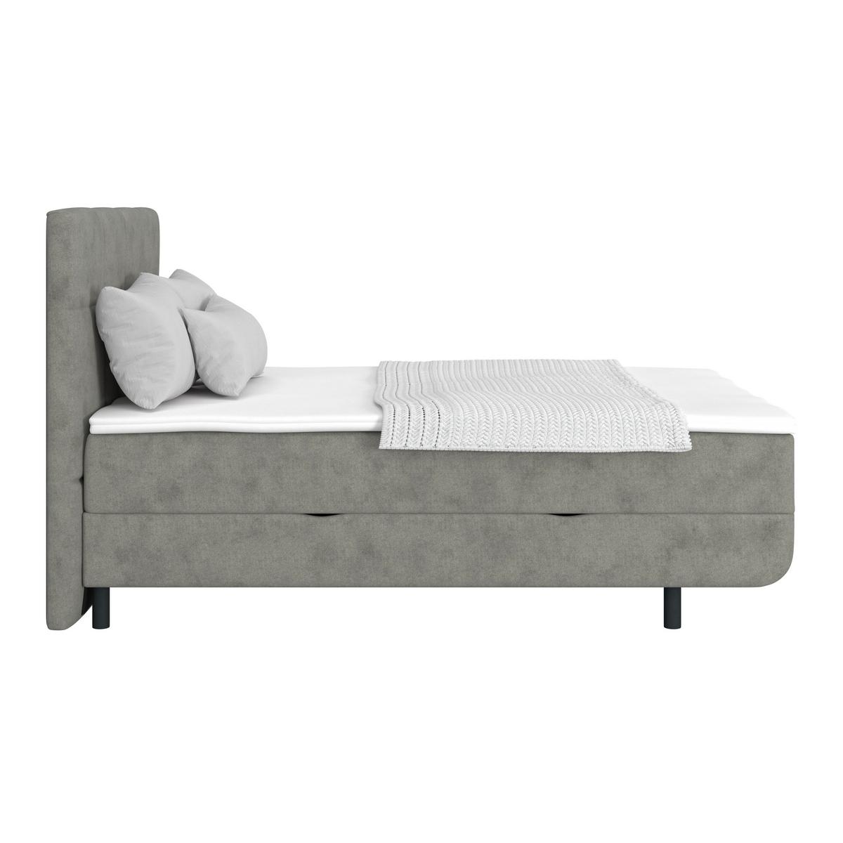 Polsterbett mit Matratze 140x200 London Grau - Schwarz/Grau, MODERN, Holzwerkstoff/Textil (140/200cm) - Luca Bessoni