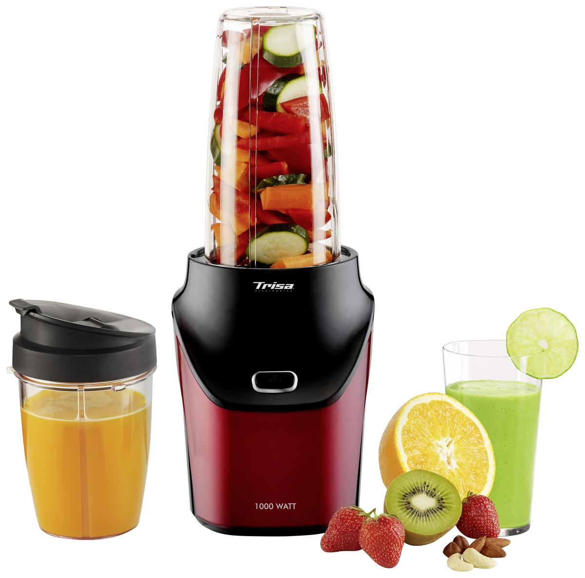 Smoothie Maker Energy Boost Rot/schwarz 1000 W, Mit Becher - Rot/Schwarz, MODERN, Kunststoff (16/18/20,5cm) - Trisa Electronics