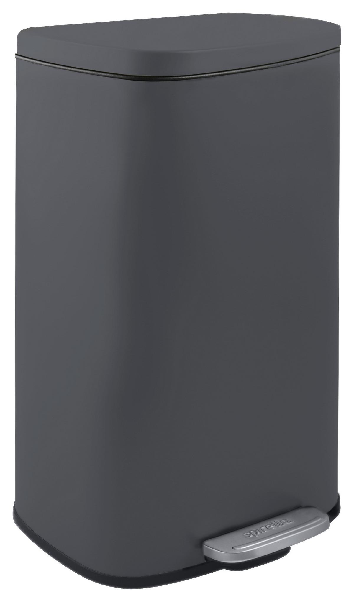 Treteimer Akira 50l Dunkelgrau Metall LxBxH: 42,7x29,7x64,3 cm - Dunkelgrau/Schwarz, Basics, Kunststoff/Metall (42,7/29,7/64,3cm) - Spirella
