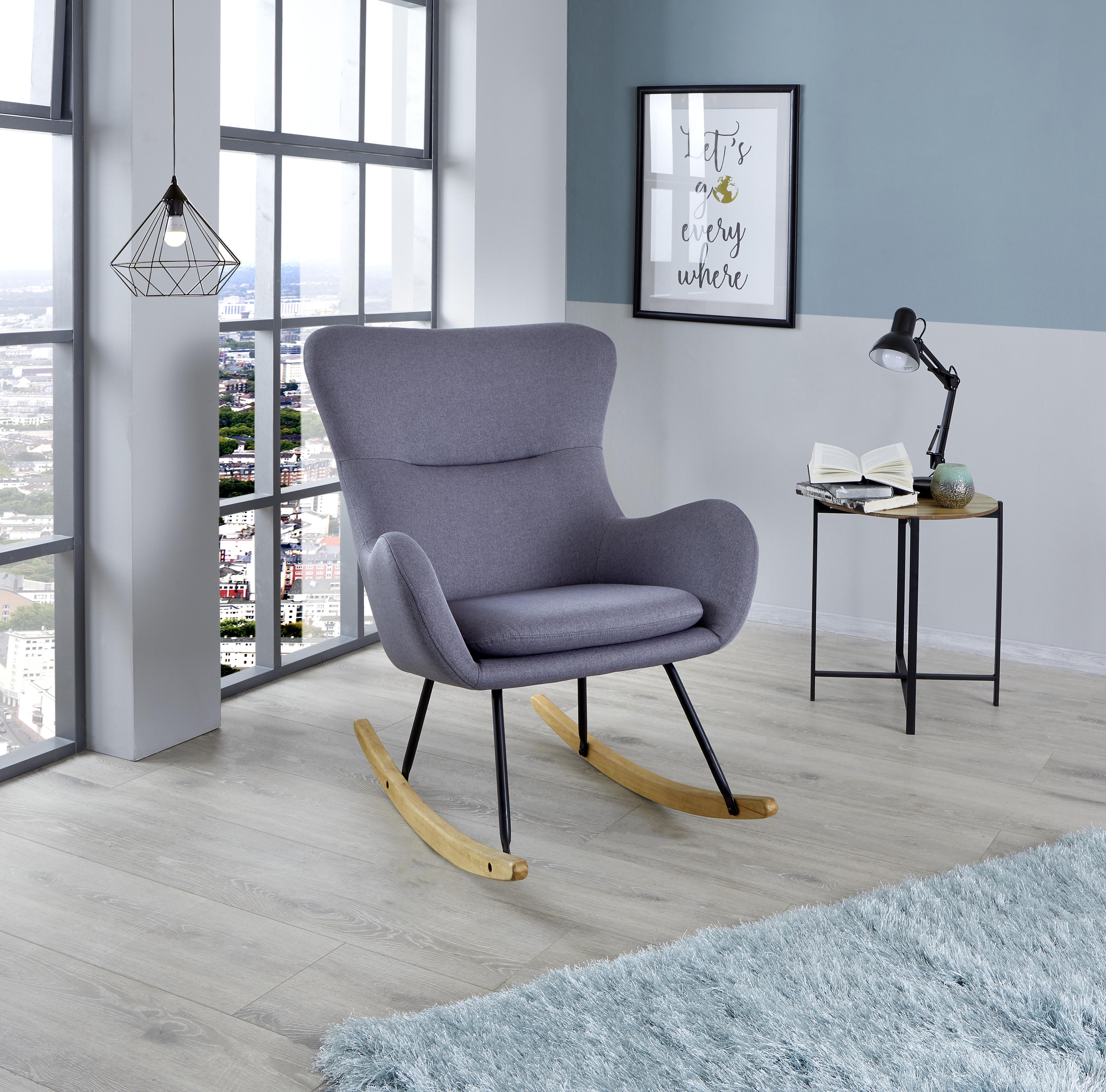 Hintafotel Rocking Scandi - natúr/fekete, Modern, textil/fa (75/102/80cm) - MID.YOU