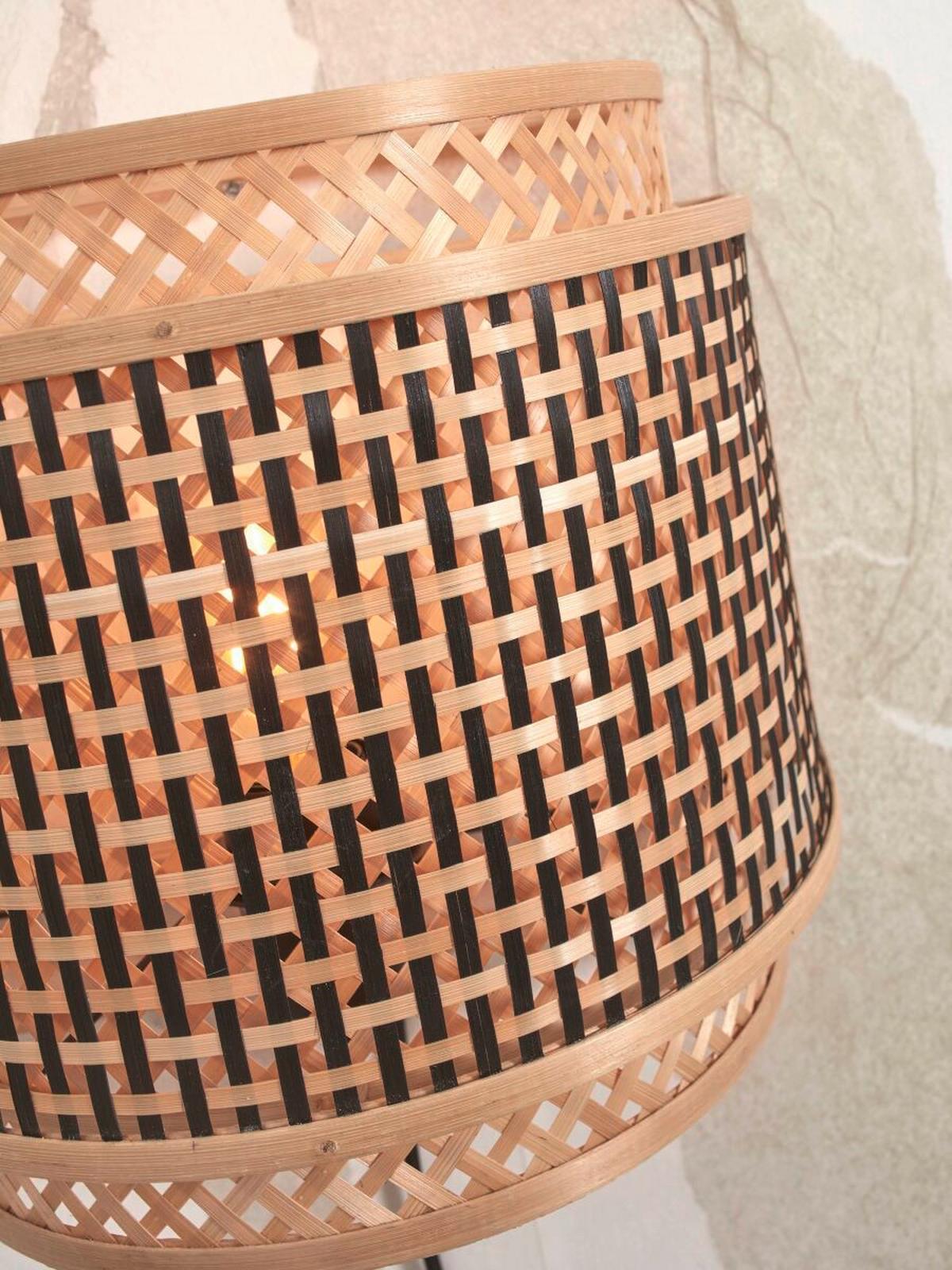 Wandleuchte Bhutan/w32/bn - Schwarz/Naturfarben, Trend, Holz (32/16/27cm) - Good & Mojo