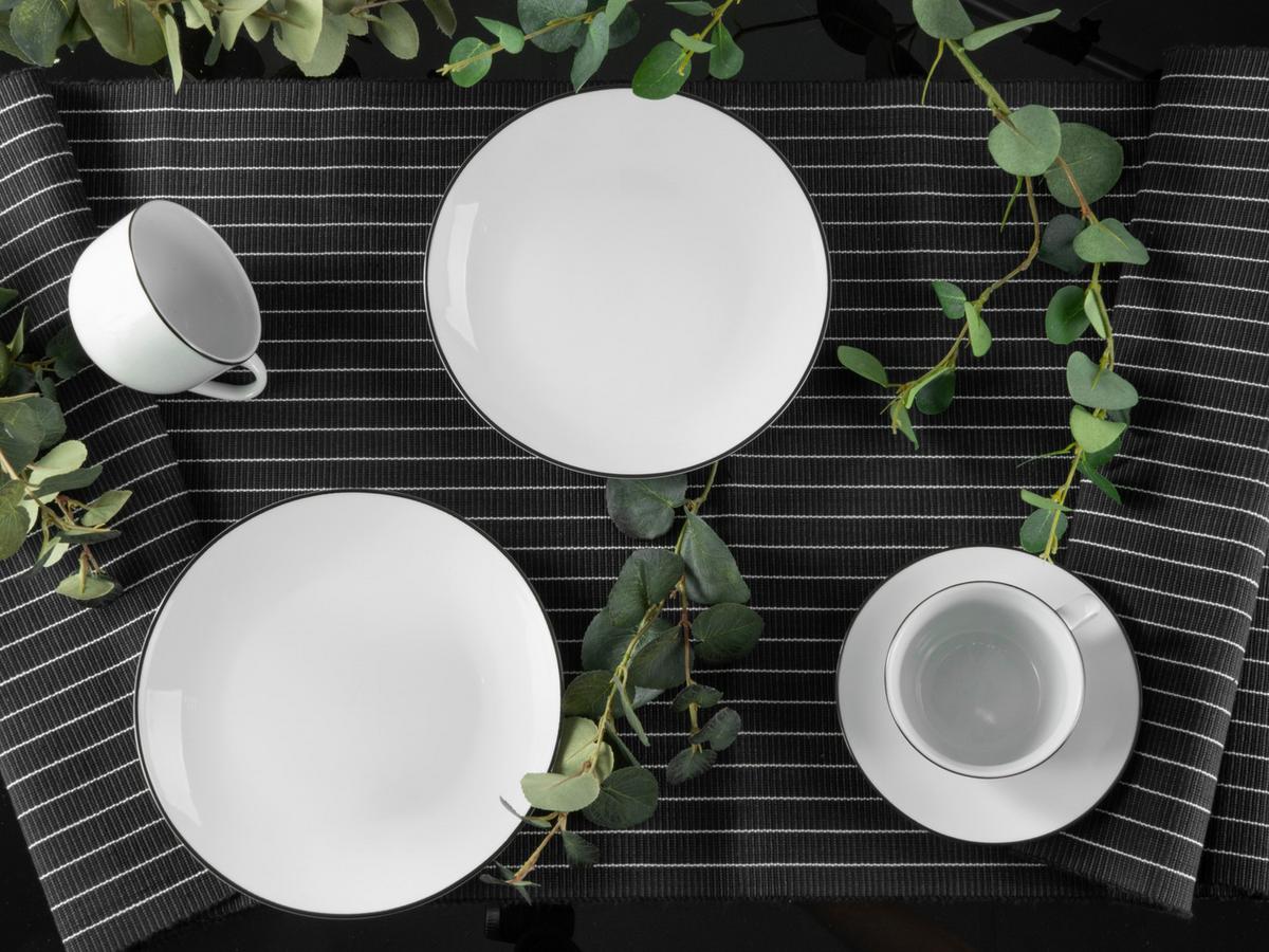 Kávová souprava 18-dílná - bílá/černá, Basics, keramika - Creatable