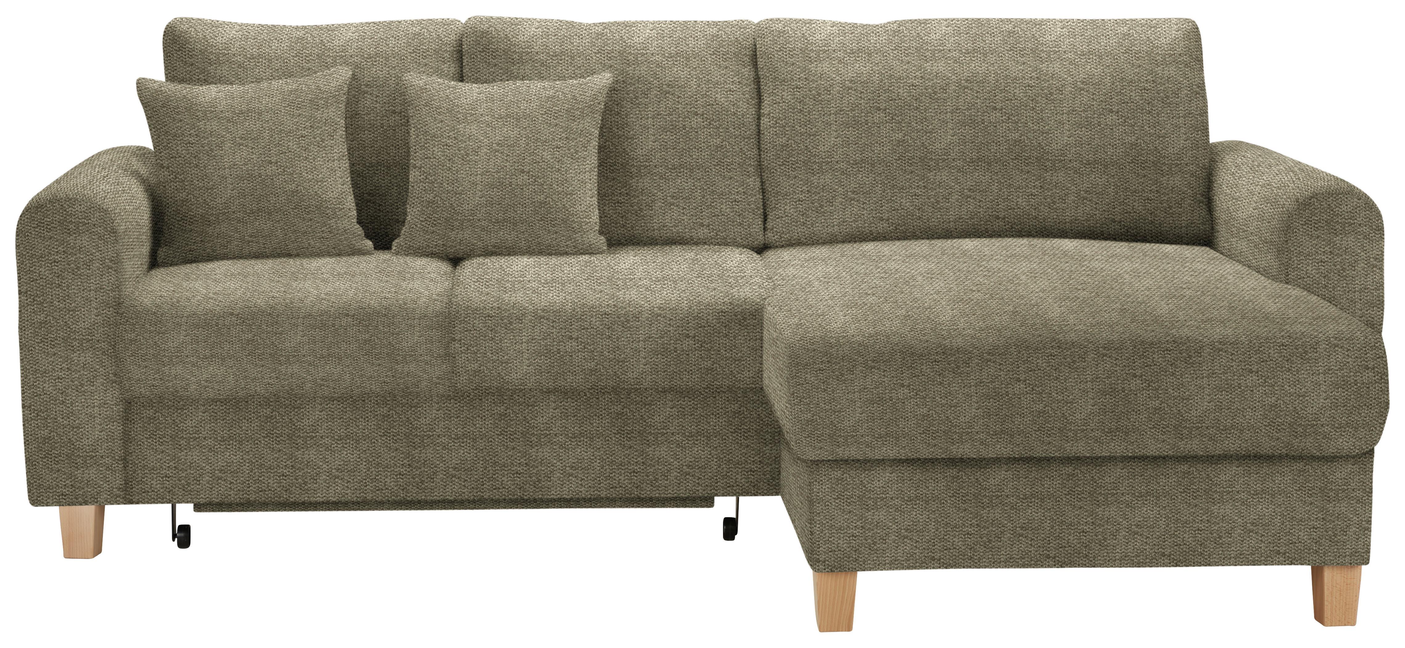 Rohová sedačka LILLE, oboustr., olivově zelený velur - olivově zelená/světle hnědá, Moderní, dřevo/textil (232/110/156cm) - Mömax