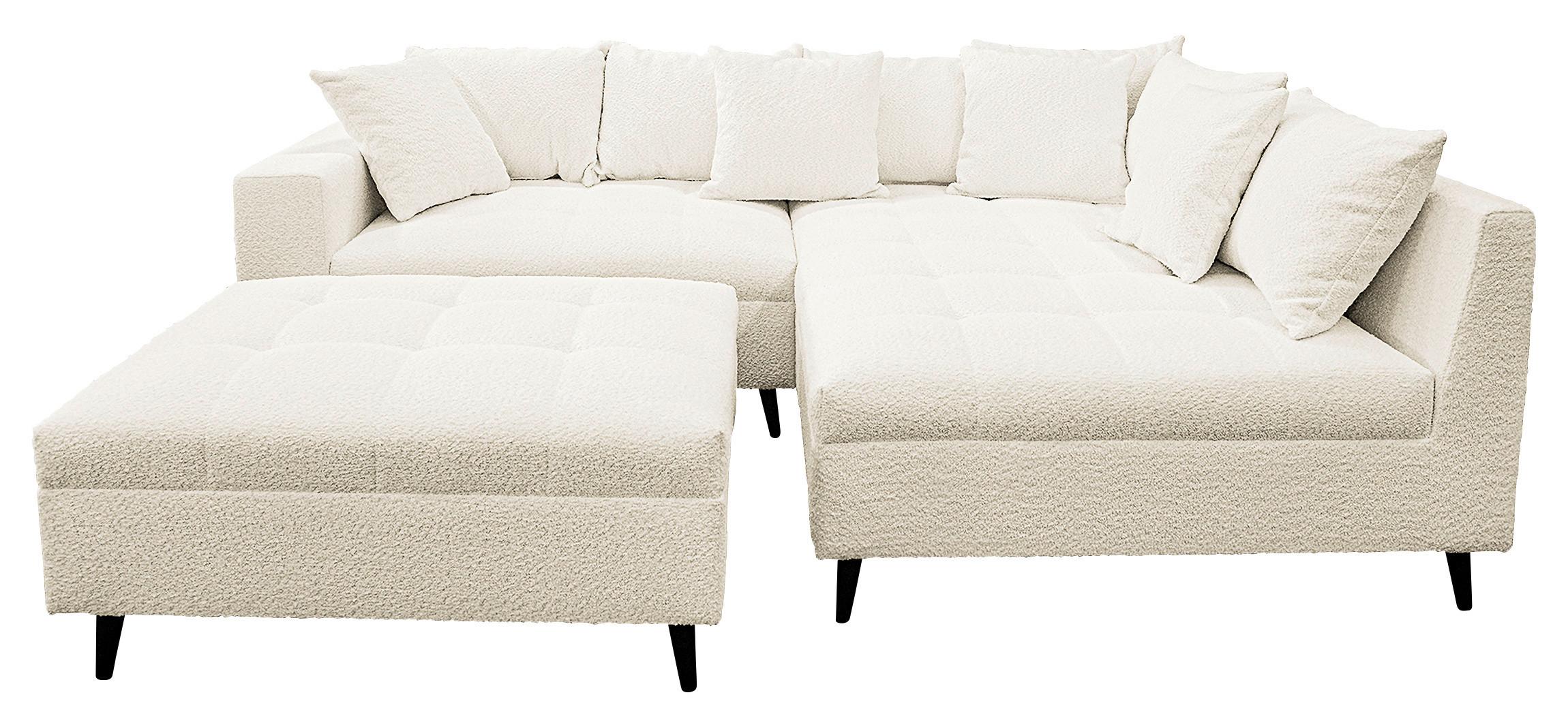 Ecksofa Pruno, Weiß S: 247x174 Cm - Schwarz/Weiß, Design, Textil (247/174cm) - MID.YOU