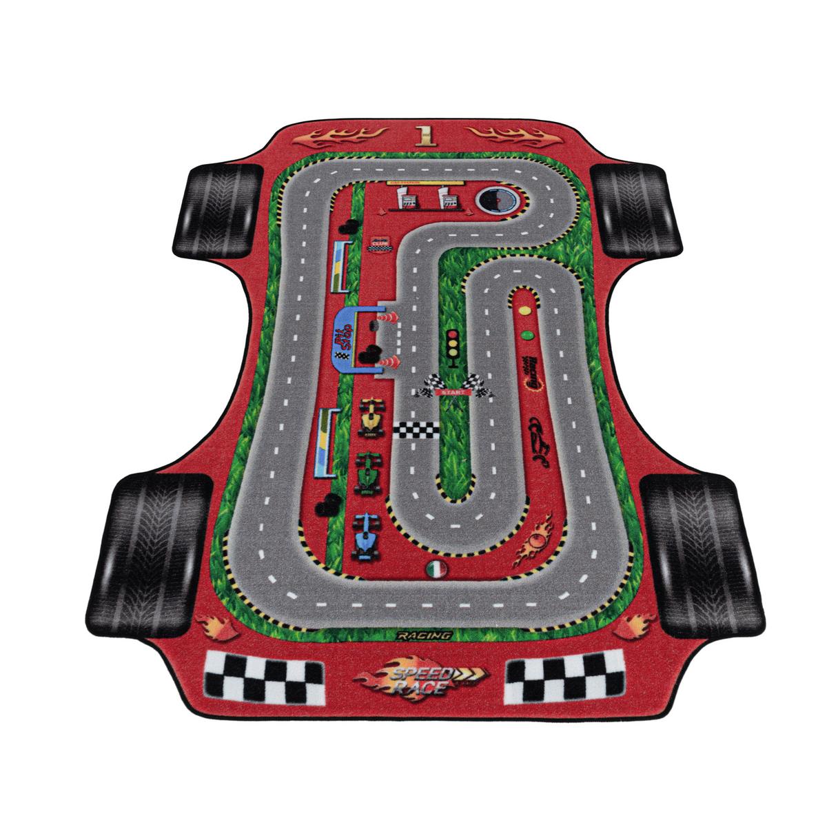Spielteppich Rennauto/ Straße Rot Play 80x120 cm - Rot, Trend, Textil (80/120cm)
