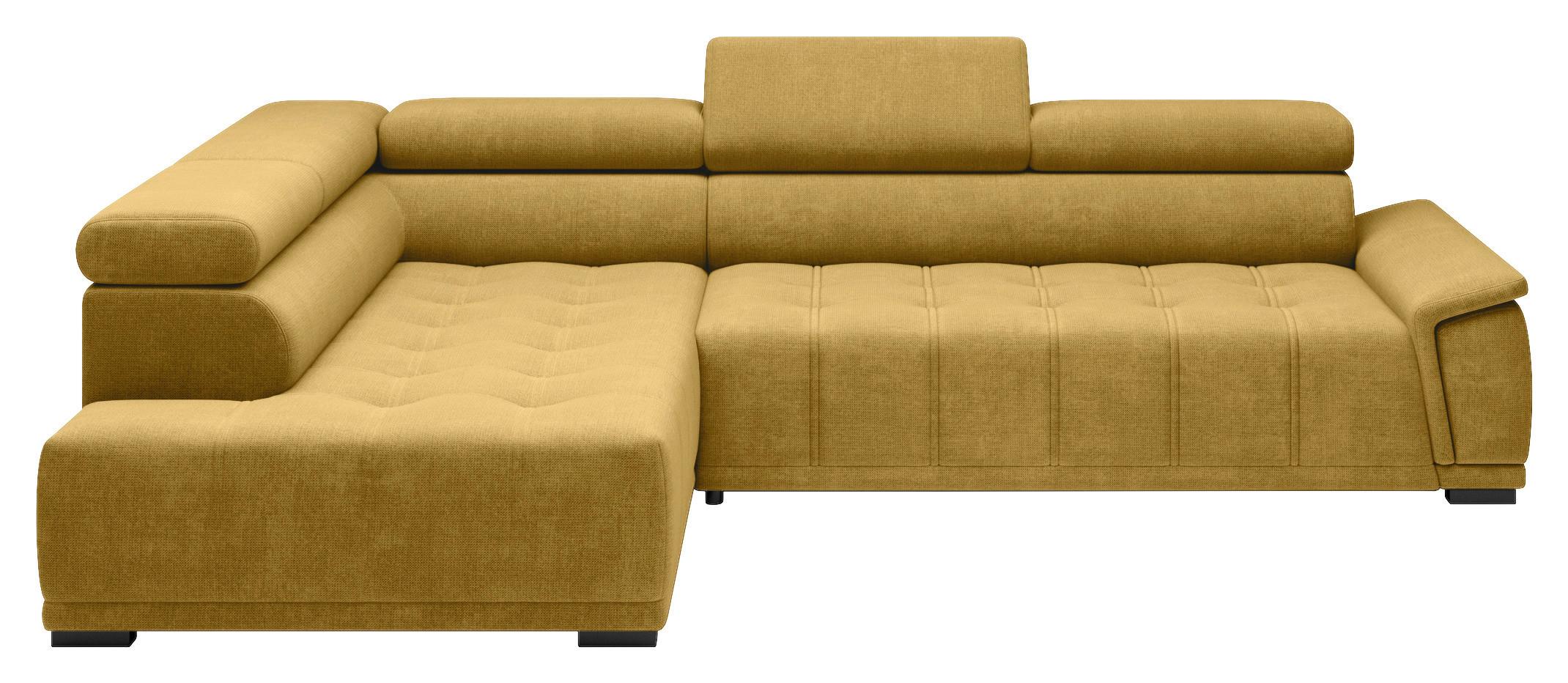 Rohová sedačka GRINALDI, ľavá, horčicovožltá - horčicovožltá/čierna, Modern, textil/plast (206/283cm) - Premium Living