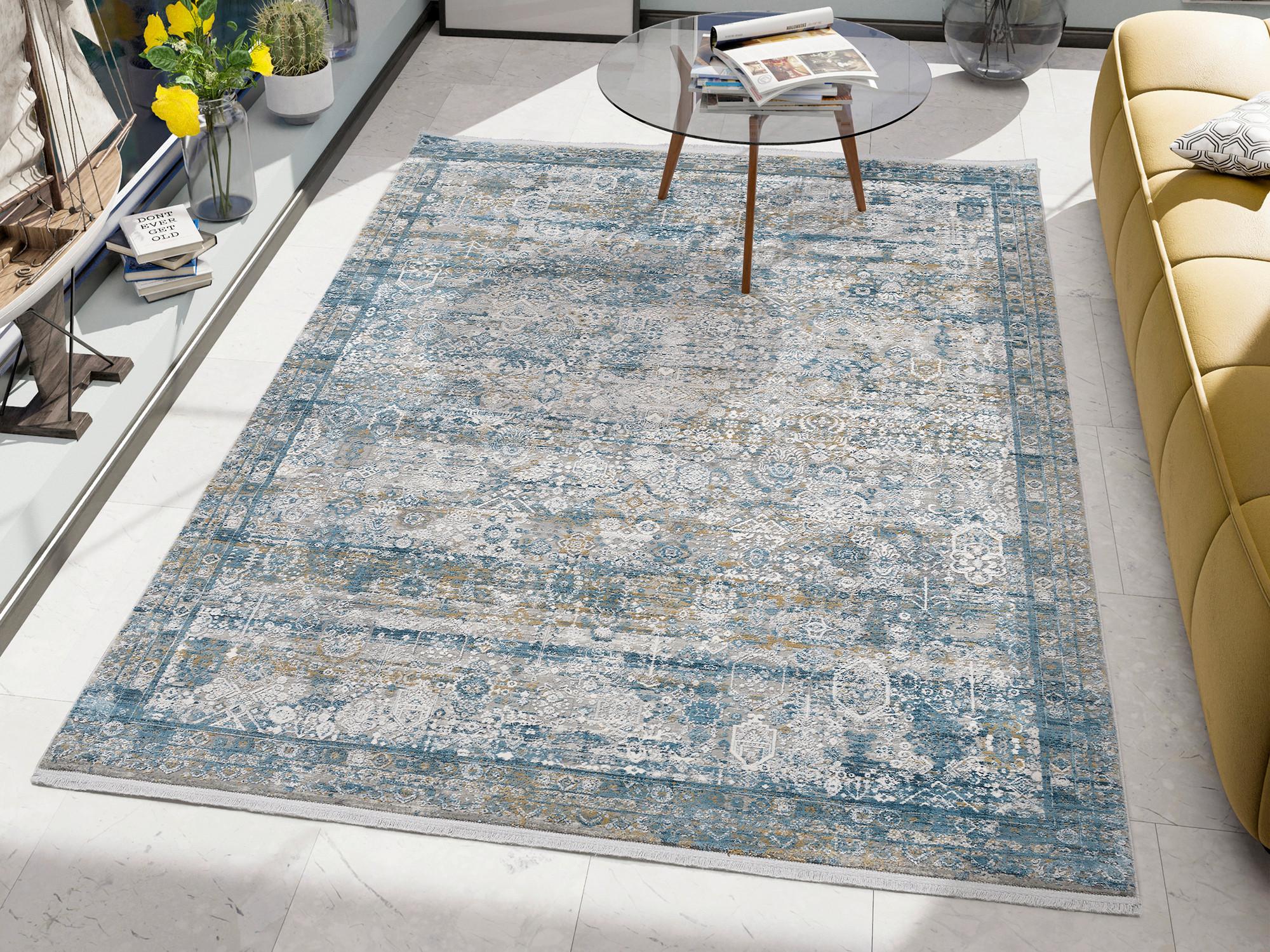Webteppich Blau/Grau Naturfaser Toulon 240x340 cm - Blau/Grau, Design, Textil (240/340cm) - Dieter Knoll
