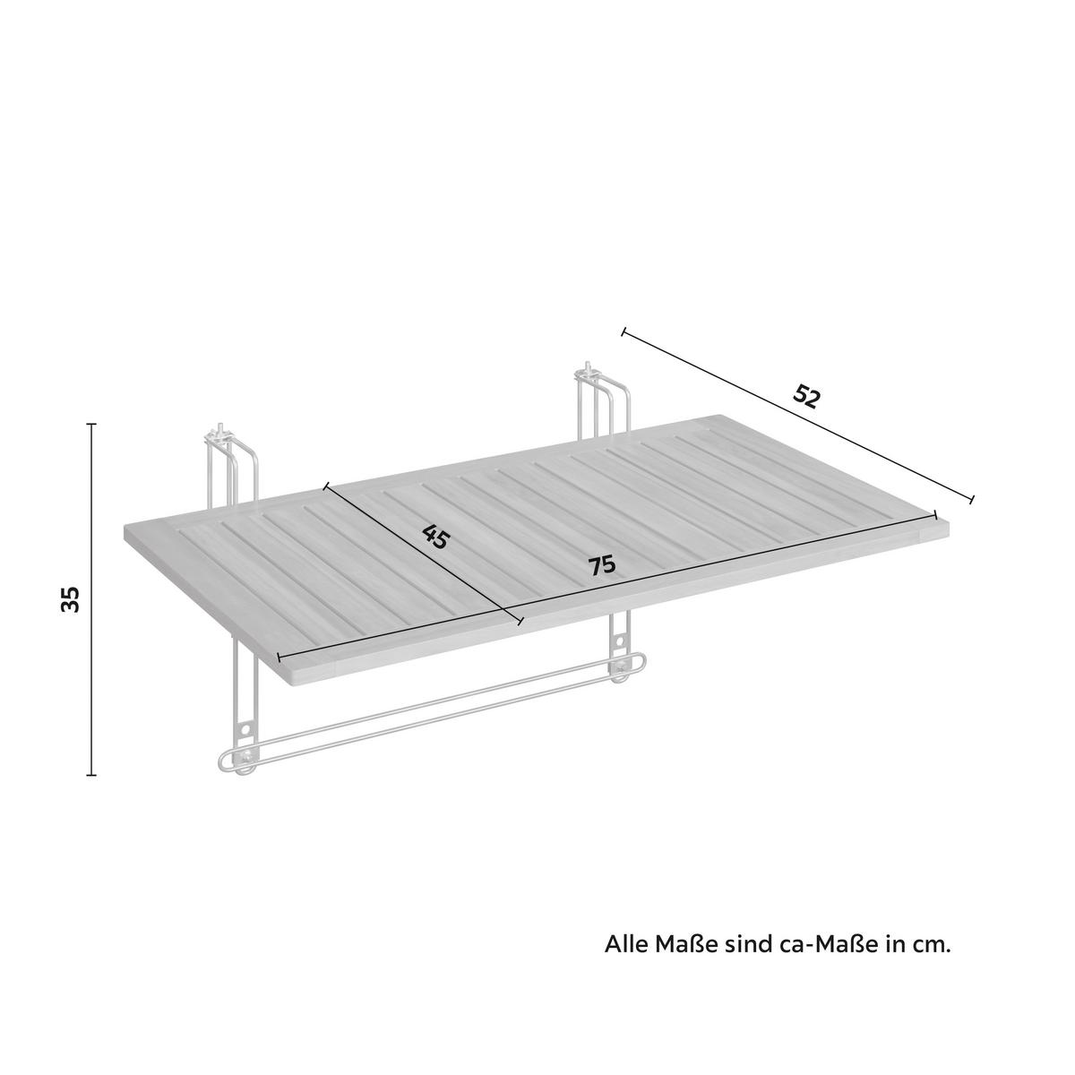 STOLEK NA BALKÓN HELENA - barvy stříbra/barvy akácie, Moderní, kov/dřevo (75/35/45cm) - Bessagi Garden