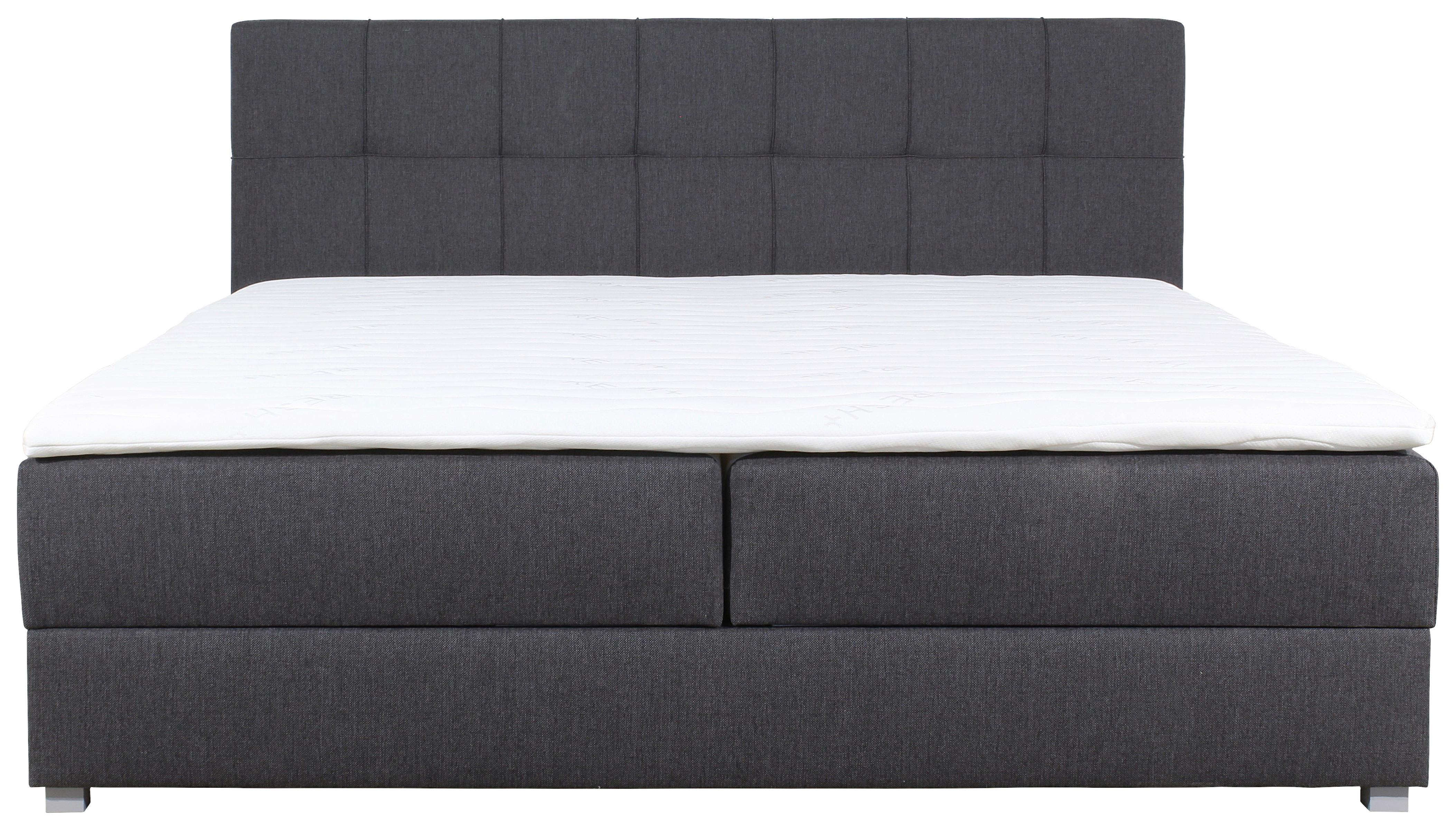 Boxspringbett mit Topper 180x200 cm Winer - Anthrazit/Silberfarben, MODERN, Textil (180/200cm) - MID.YOU