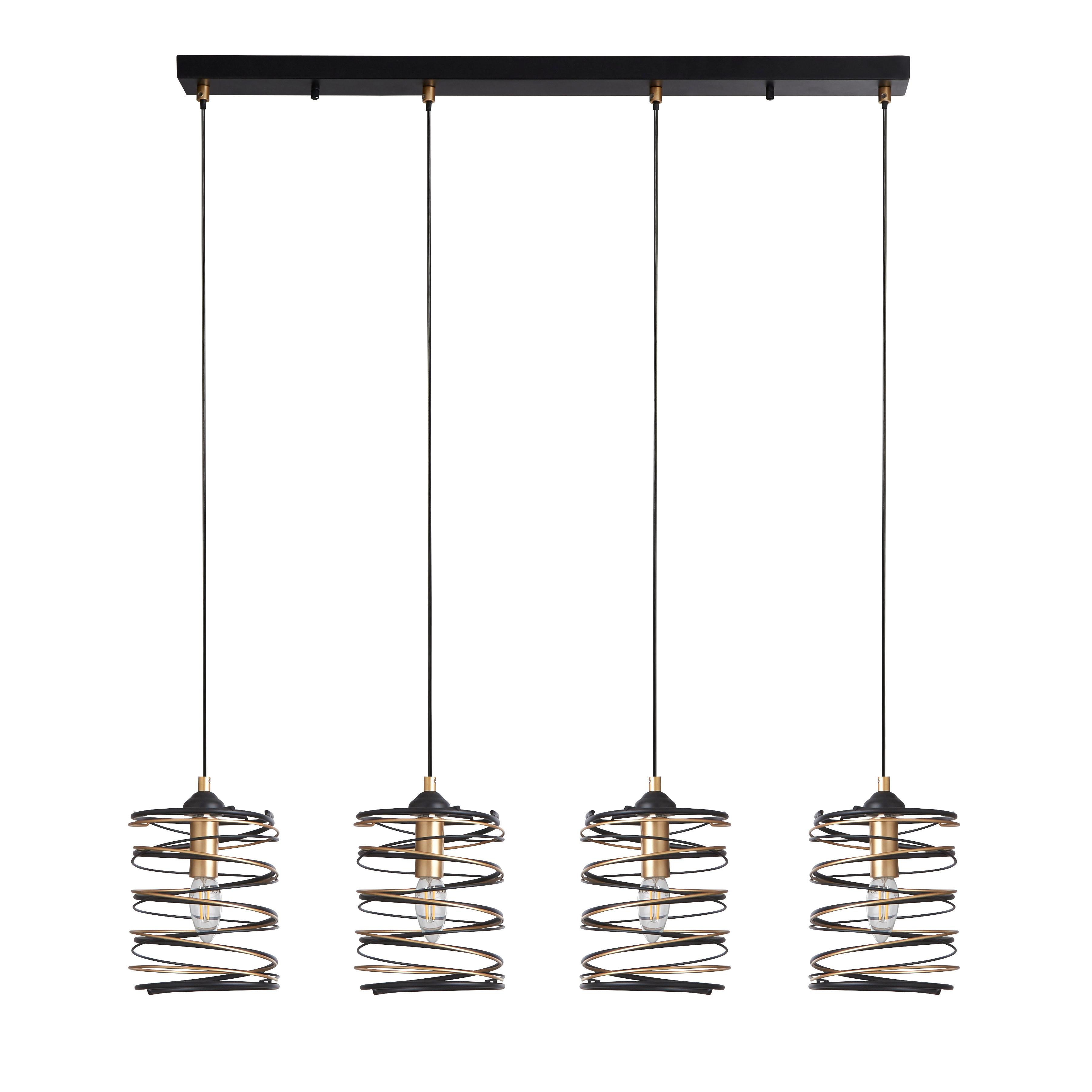 Hängeleuchte Spring H: 110 cm, 4-Flammig, Goldfarben/Schwarz - Goldfarben/Schwarz, Design, Metall (91/110/16cm)