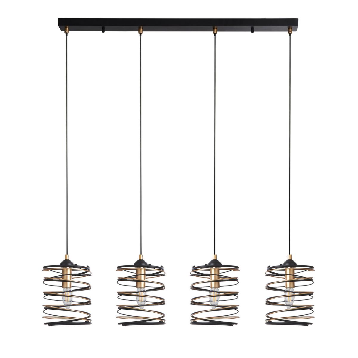 Hängeleuchte Spring H: 110 cm, 4-Flammig, Goldfarben/Schwarz - Goldfarben/Schwarz, Design, Metall (91/110/16cm)