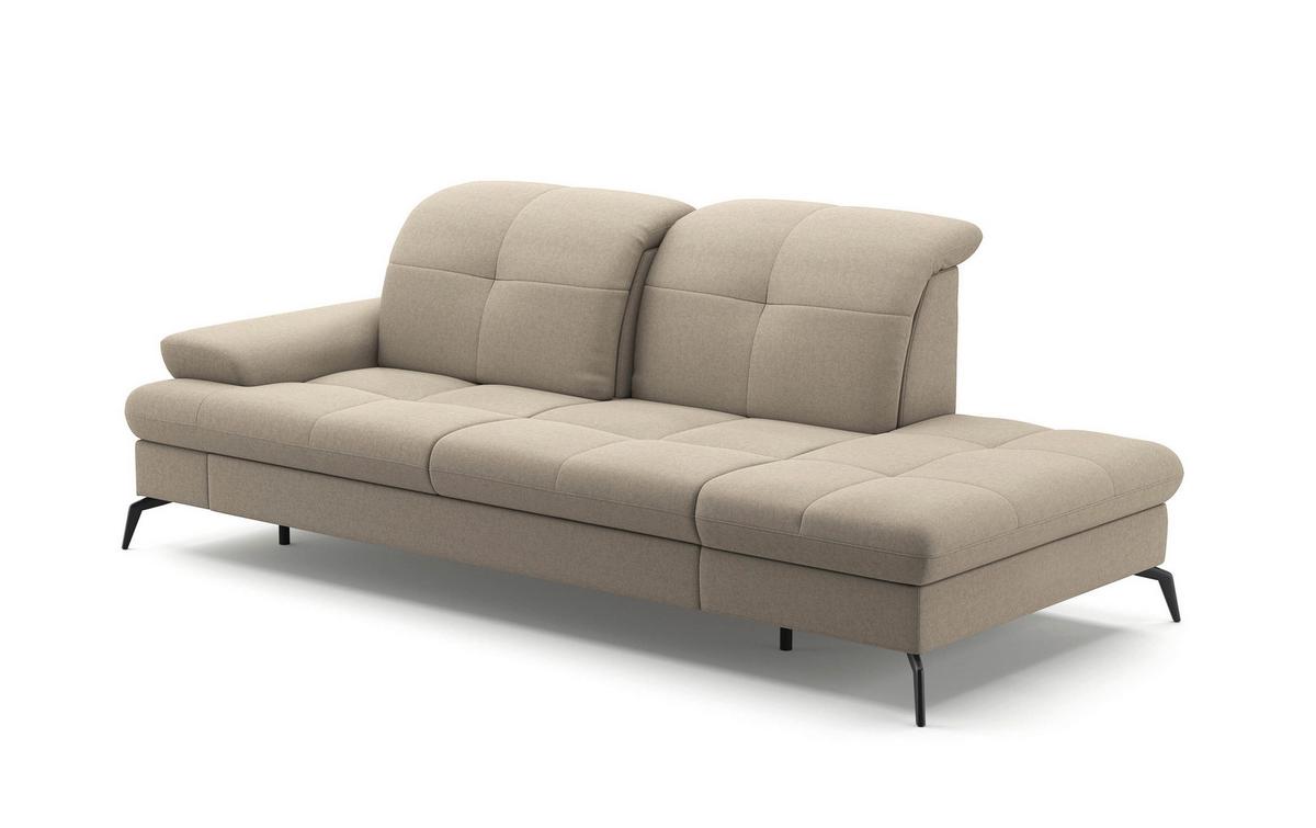 Récamiere Amica E, Taupe B: 231 Cm - Taupe/Schwarz, KONVENTIONELL, Textil (231/90/122cm) - Sit & More