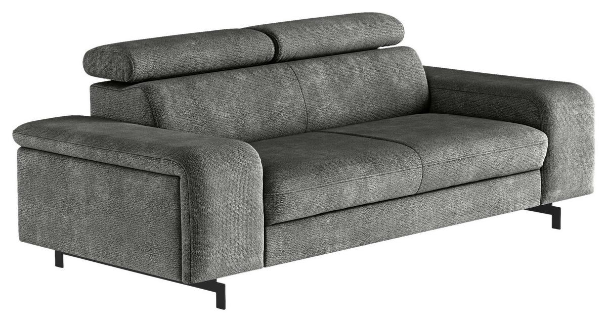 3-Sitzer-Sofa Emma Mit Liegefunktion Grau B: 217 cm - Schwarz/Grau, Textil (217/81/100cm) - MID.YOU