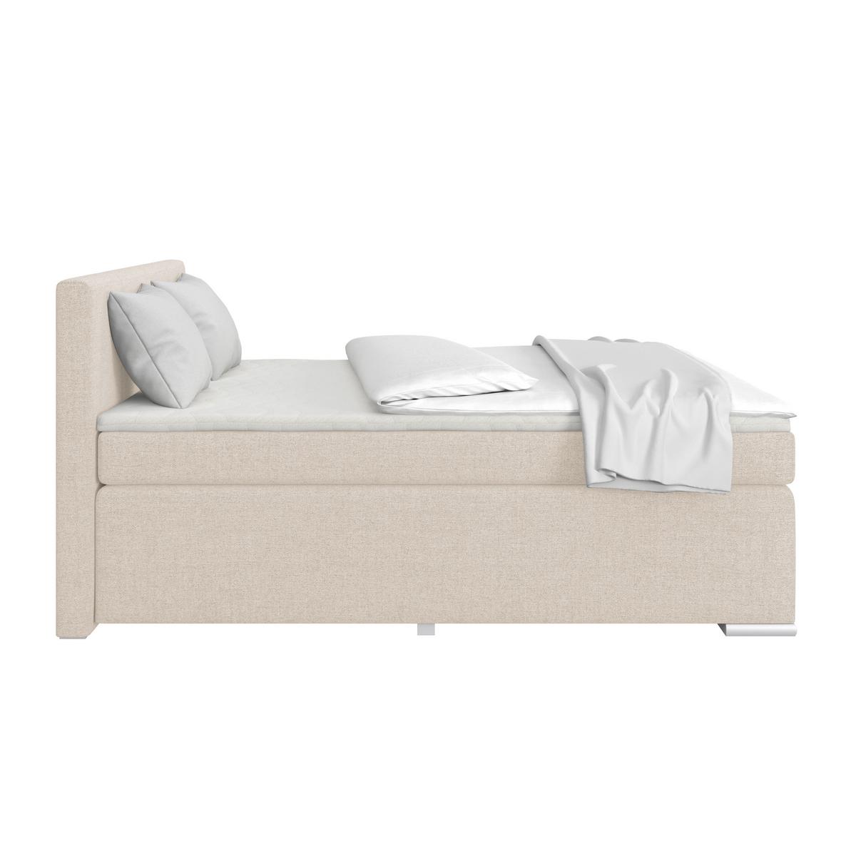 Boxspringbett Mira I Nordic, Lf: 160x200 cm - Creme/Alufarben, Basics, Textil (160/200cm)