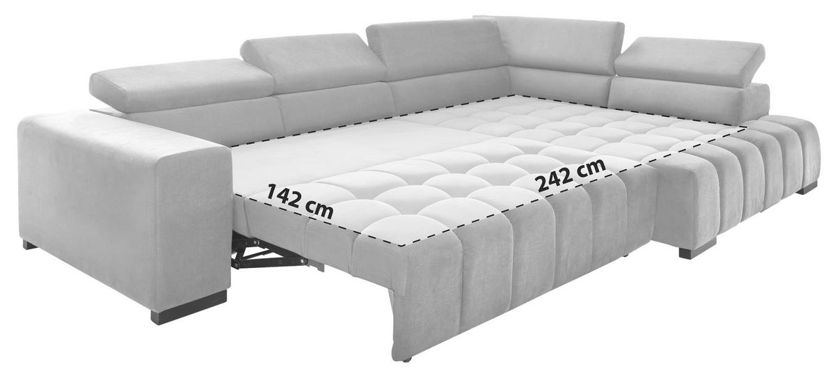 Eckschlafsofa Elias Neu mit Schlaffunktion Grau 307x201 cm - Schwarz/Grau, Design, Textil (307/201cm) - MID.YOU