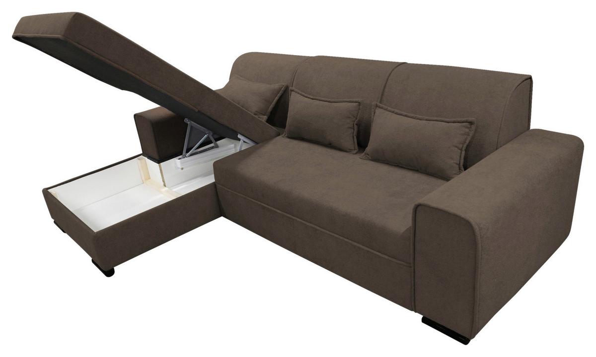 Ecksofa Classic Braun 175x270 cm - Schwarz/Braun, Design, Textil (175/270cm) - MID.YOU