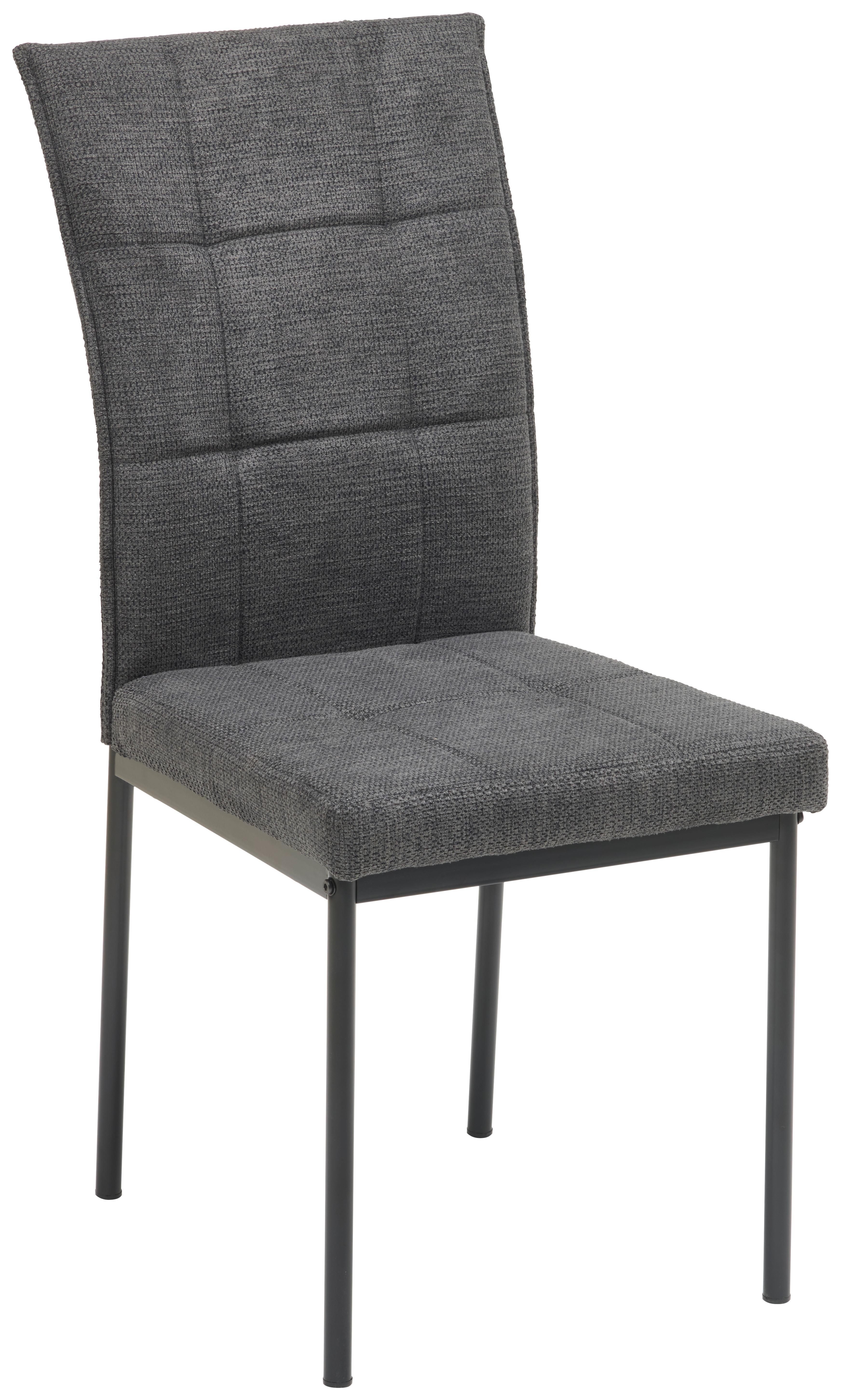 Vierfußstuhl Finn Webstoff Anthrazit, B: 44 cm - Anthrazit/Schwarz, KONVENTIONELL, Textil/Metall (44/96/61cm) - MID.YOU