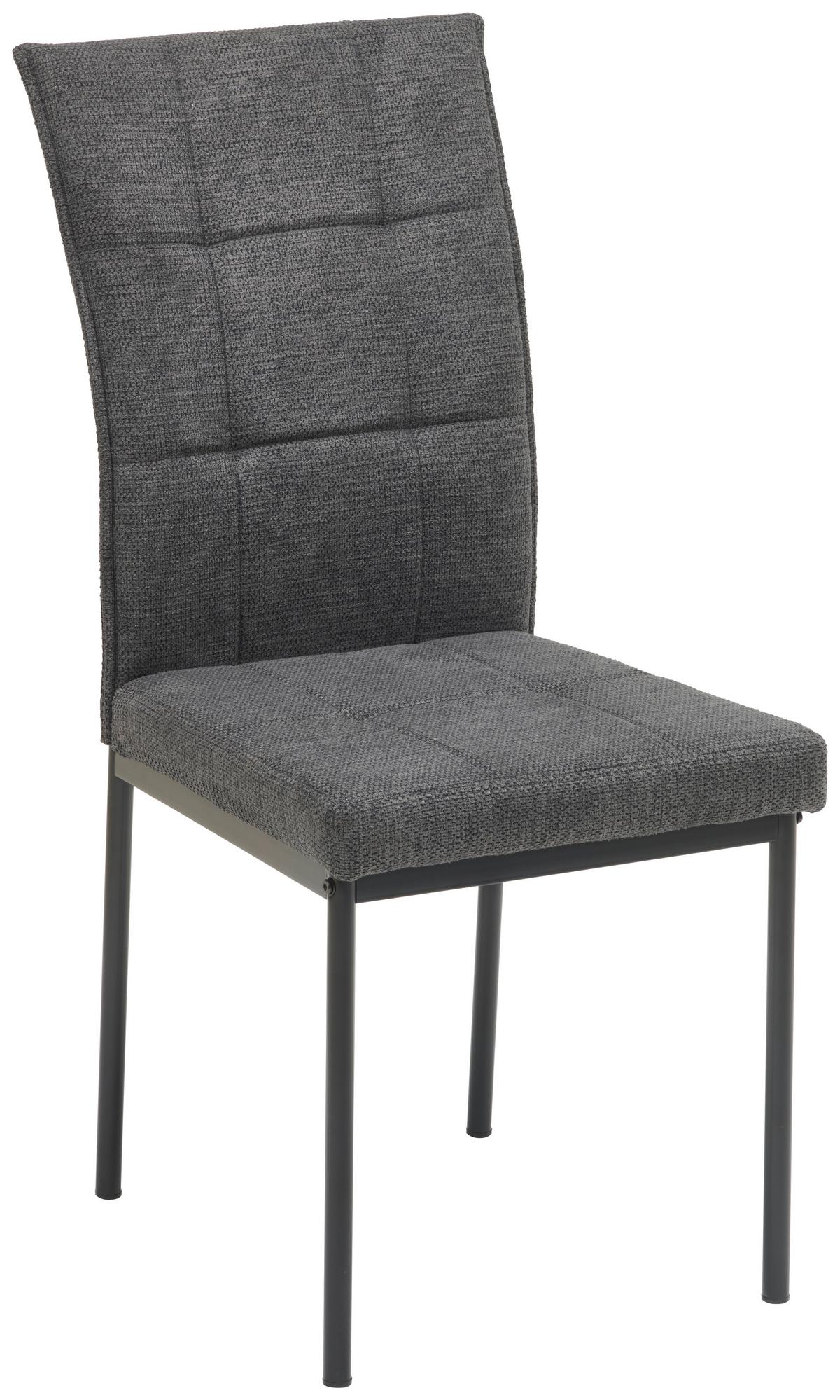 Vierfußstuhl Finn Webstoff Anthrazit, B: 44 cm - Anthrazit/Schwarz, KONVENTIONELL, Textil/Metall (44/96/61cm) - MID.YOU