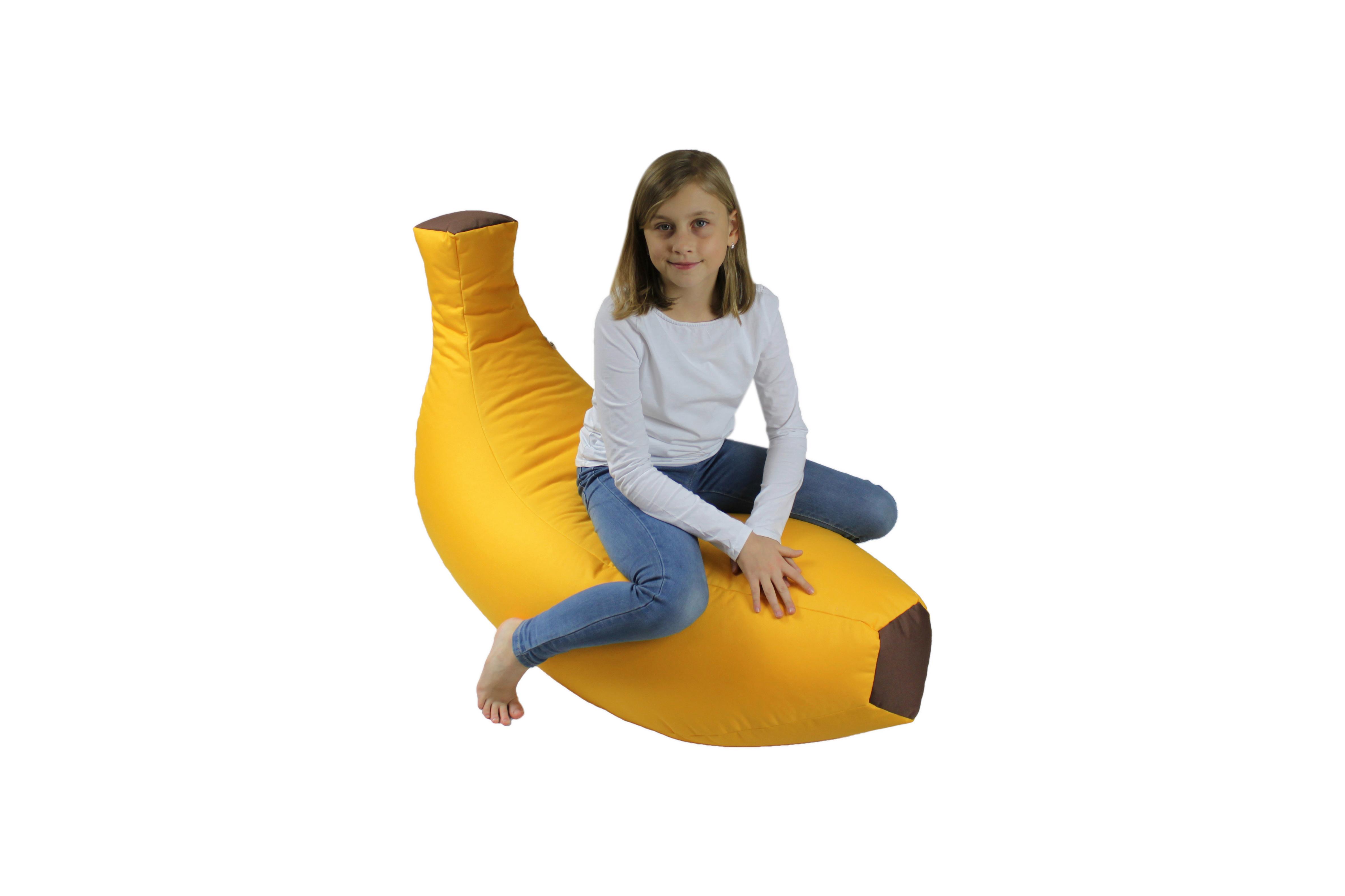 Sedací Vak Banan - hnedá/žltá, Basics, textil (60/130/66cm) - Ondega