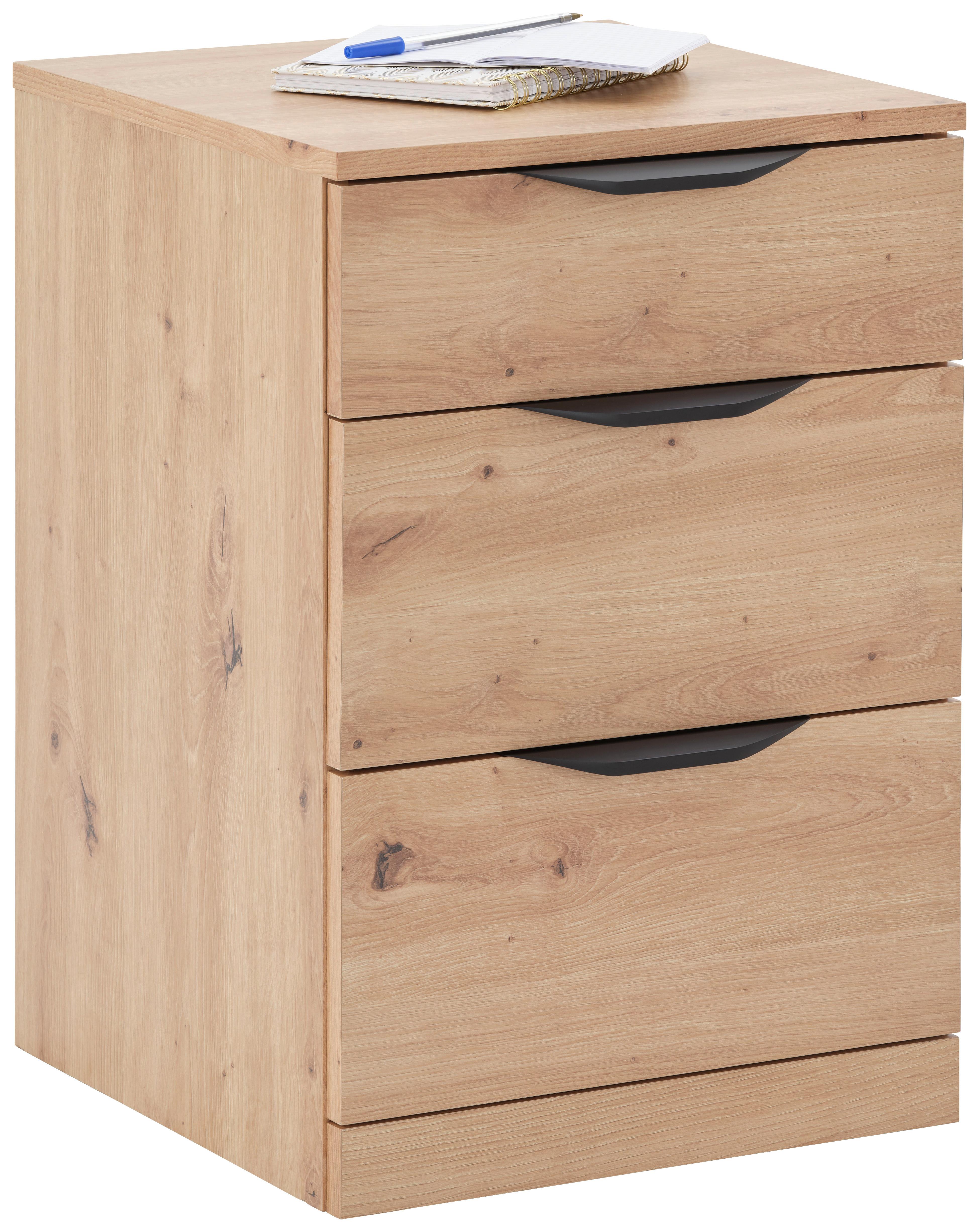 Kommode Rimini Mit 3 Laden Eiche Artisan, B: 40 cm - Eiche Artisan, Trend, Holzwerkstoff/Kunststoff (40/60,1/40cm)
