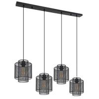 Hängeleuchte H: 120 Cm 4-Flammig - Schwarz, Basics, Metall (98/20/120cm) - Globo
