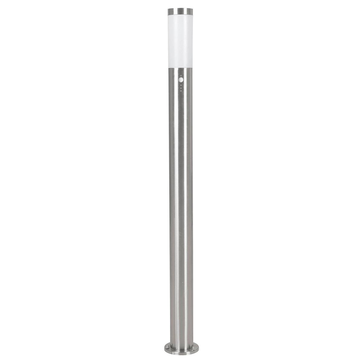 Außenstehleuchte Mit Bewegungsmelder 1x 12 W E27 - Edelstahlfarben/Weiß, Basics, Kunststoff/Metall (7,5/110cm) - Eglo