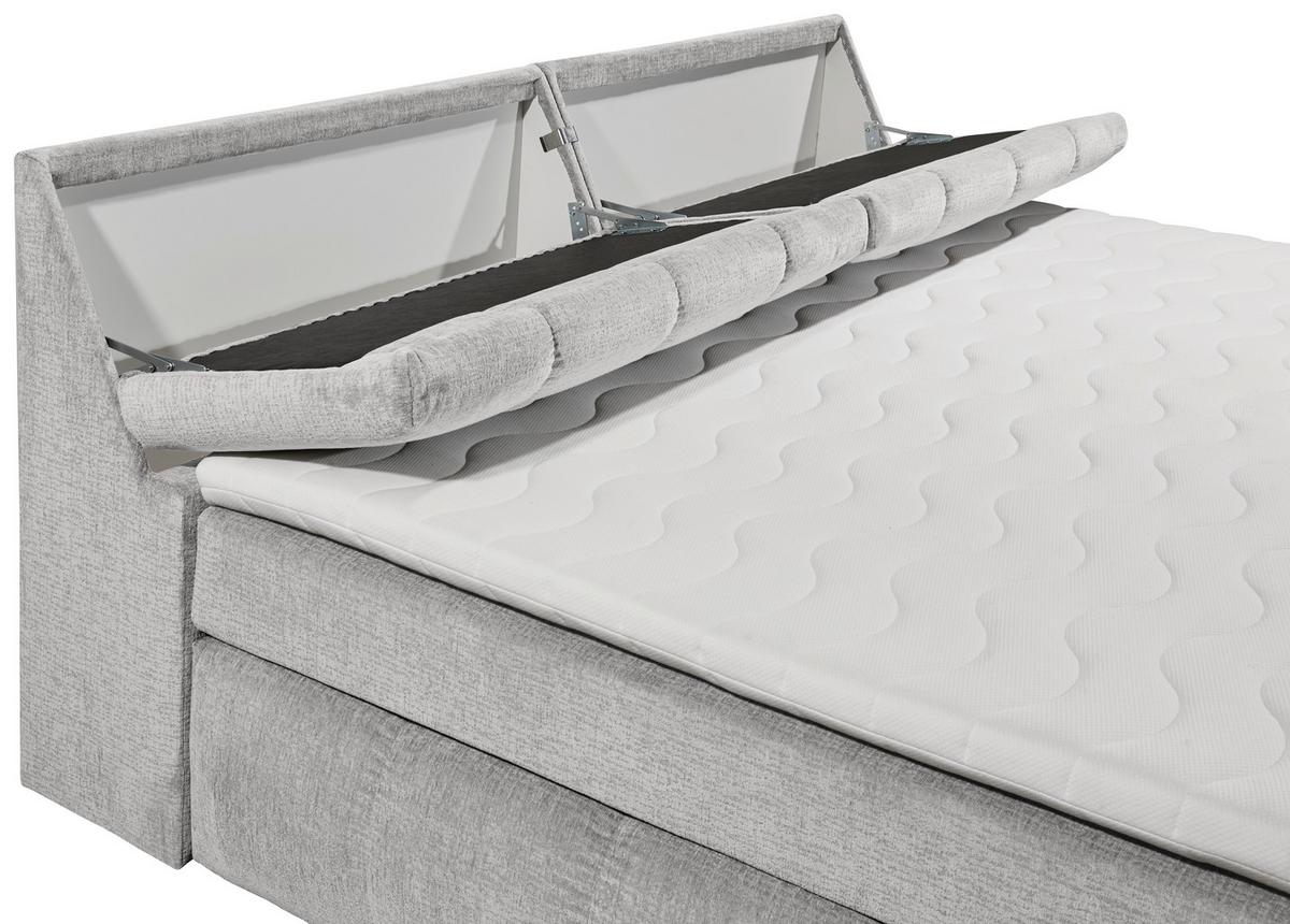Boxspringbett Elkford 6 Mit Topper & Bettkasten 240x200 - Silberfarben, MODERN, Holzwerkstoff/Textil (240/200cm) - MID.YOU