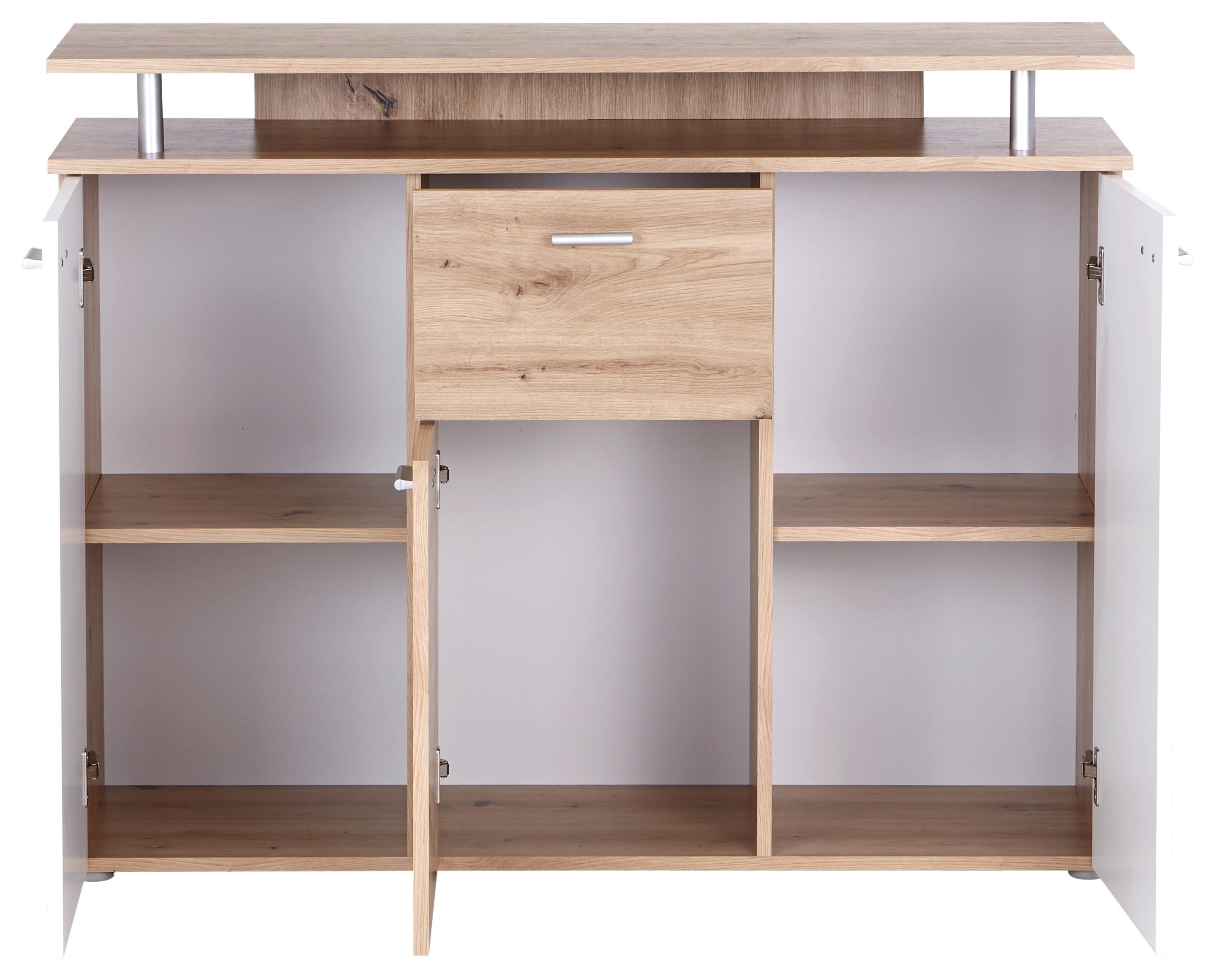 Kommode Leon - Eiche Artisan/Weiß, MODERN, Holzwerkstoff (117/92,3/38cm)