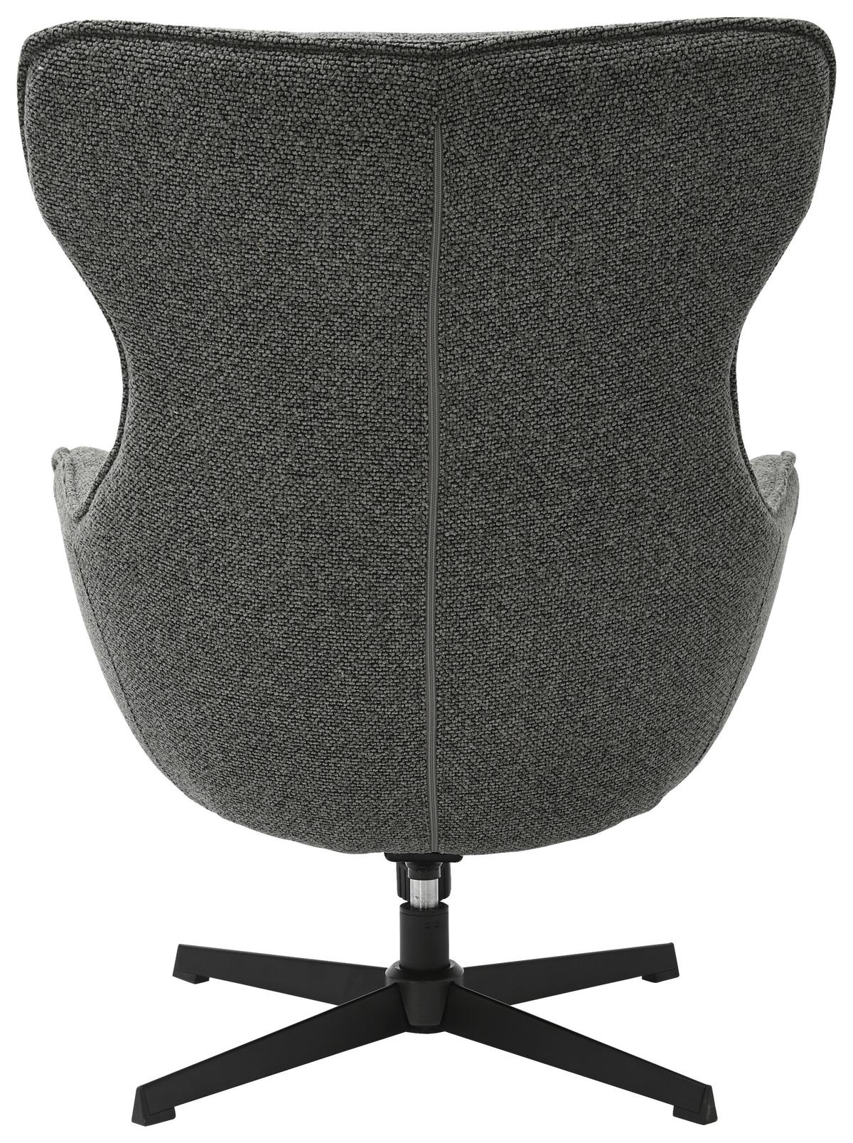 Relaxsessel Bogota Leinenoptik Grau, 360° Drehbar - Schwarz/Grau, MODERN, Textil/Metall (76/101/86cm) - Luca Bessoni