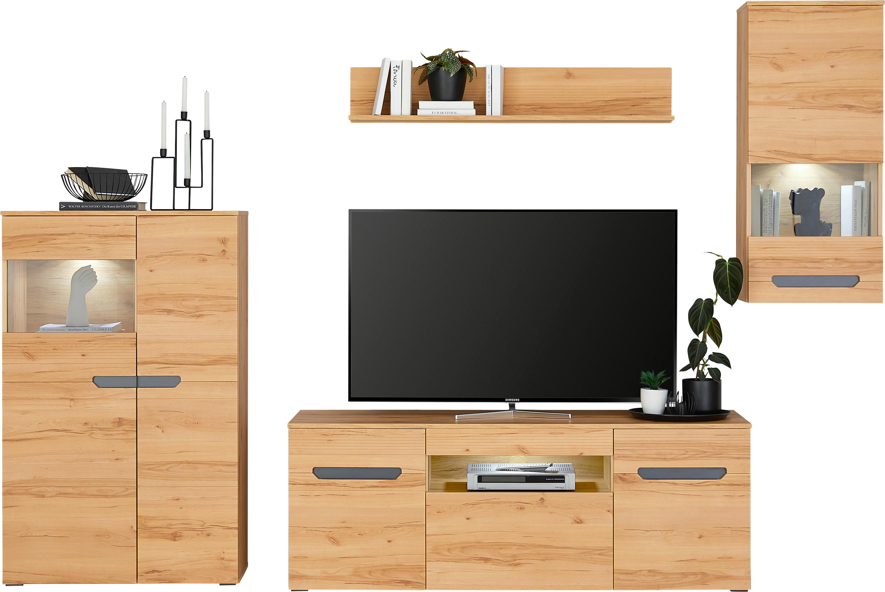 Stapelprogramm Alana - Schwarz, MODERN, Glas/Holzwerkstoff (250,4/195,4/50cm)