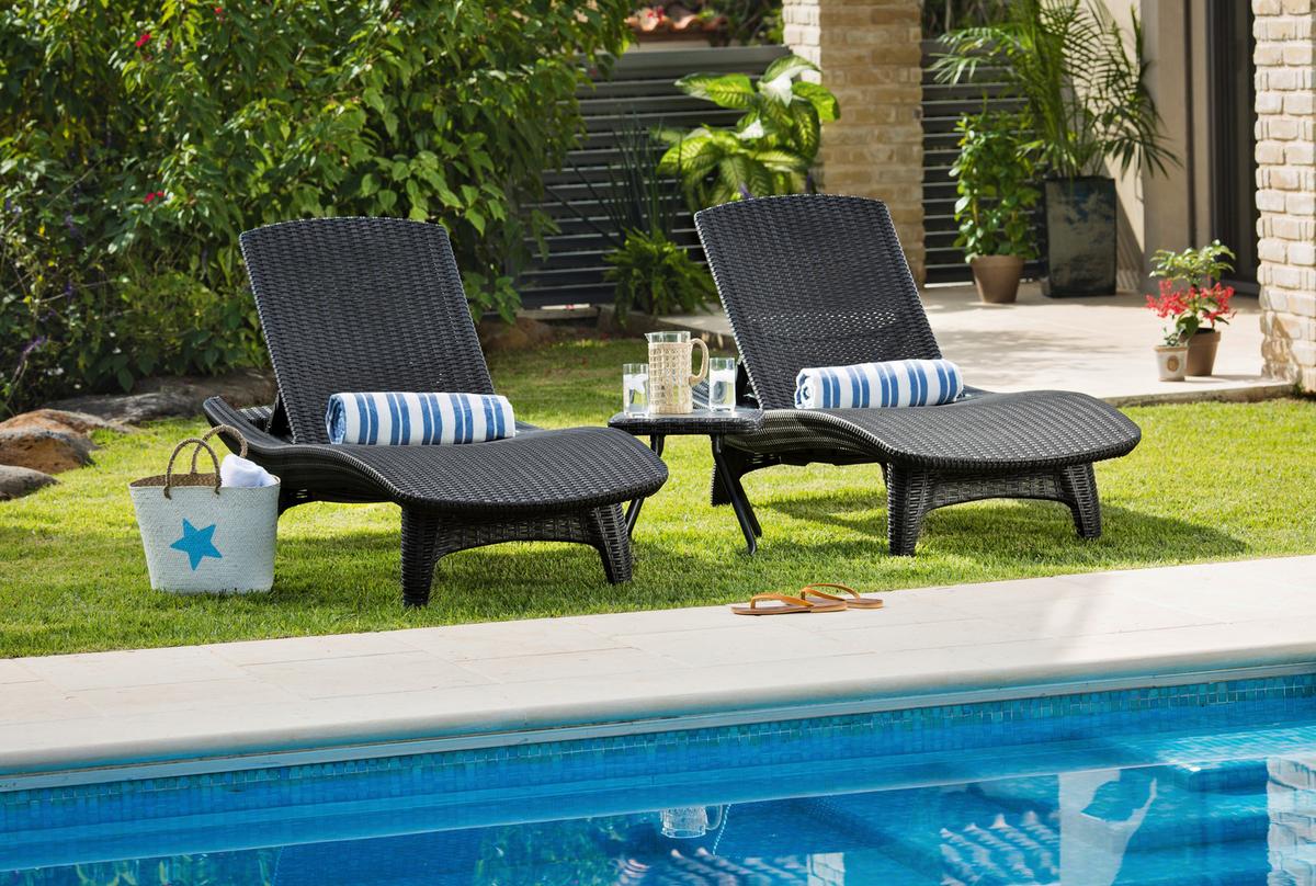 OPALOVACÍ LEHÁTKO PACIFIC - barvy grafitu, Moderní, textil (197/75/40.4cm) - Keter