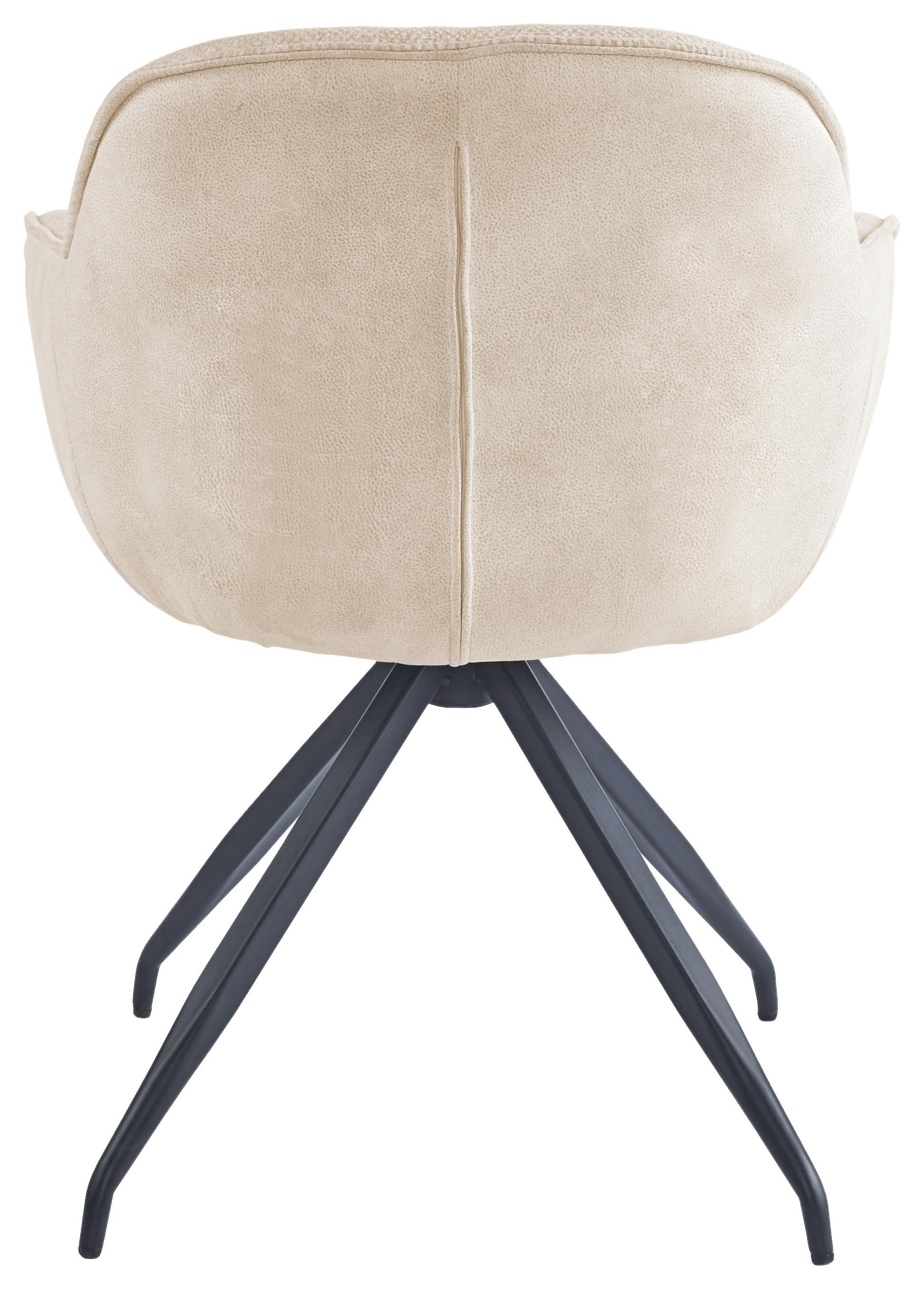 Židle s područkami Nadja, béžová - černá/béžová, Moderní, kov/textil (62/83/63cm) - Mömax